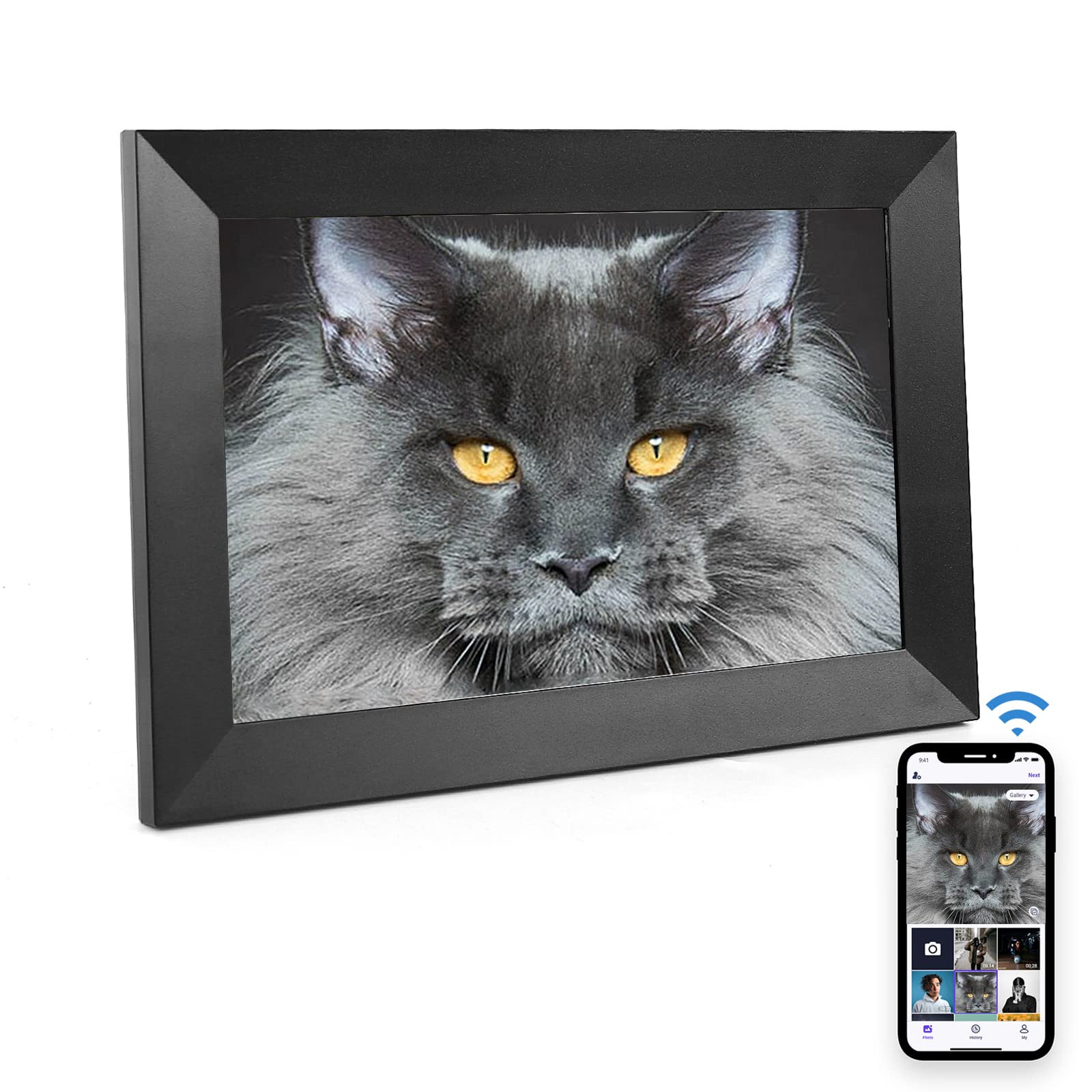 10.1 Inch Smart WiFi Digital Photo Frame - 32GB Memory, 1280x800 IPS LCD Touch Screen, Multi-Function Digital Picture Frame, Share Photos via Free App - Perfect for Home, Office & Gift Giving