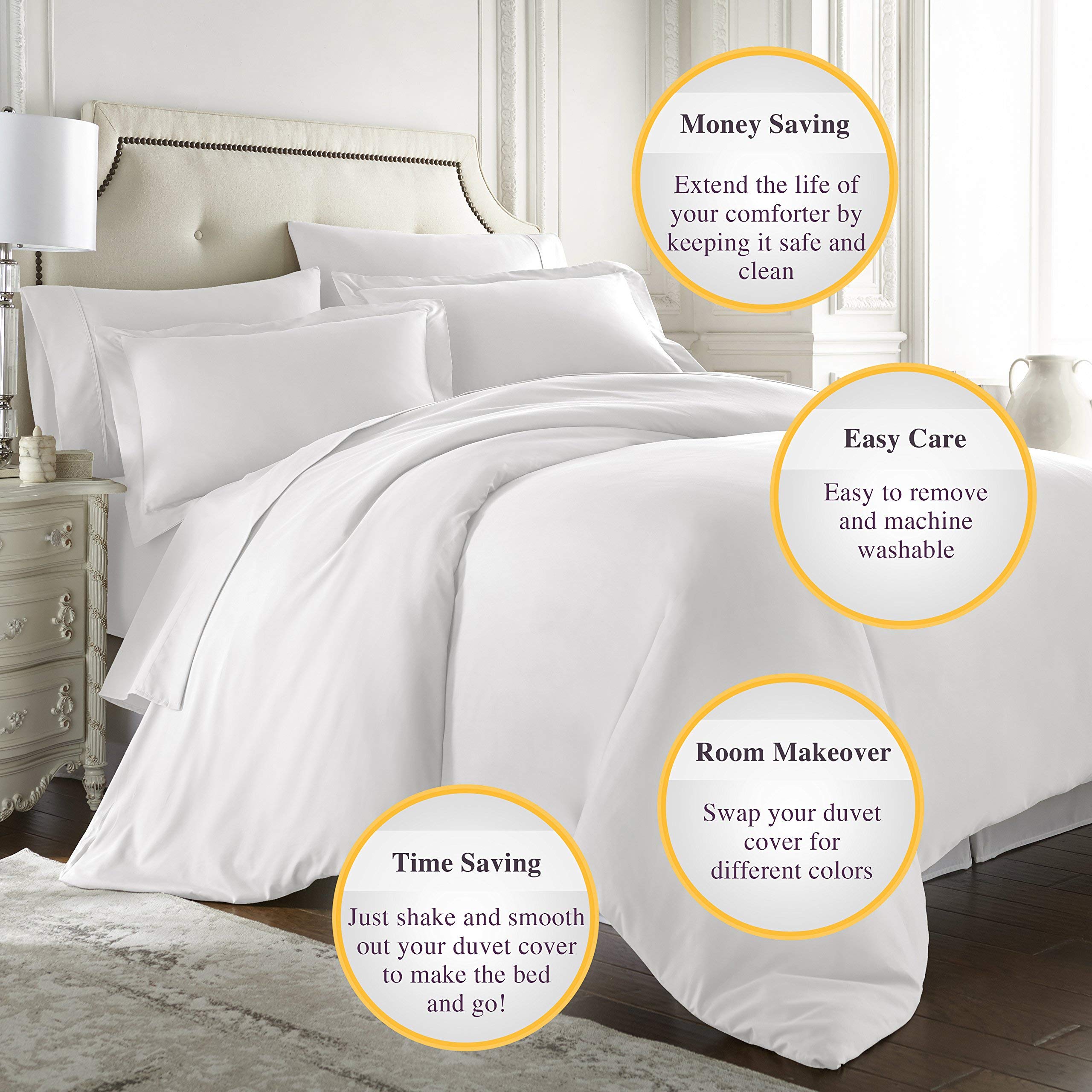 Premium 3-Piece 100% Egyptian Cotton Duvet Cover Set - 600 Thread Count, Zipper Closure & Corner Ties - Luxurious King/Cal-King Size Bedding in Ivory - Perfect for Master Bedrooms, Guest Rooms & Luxury Hotels