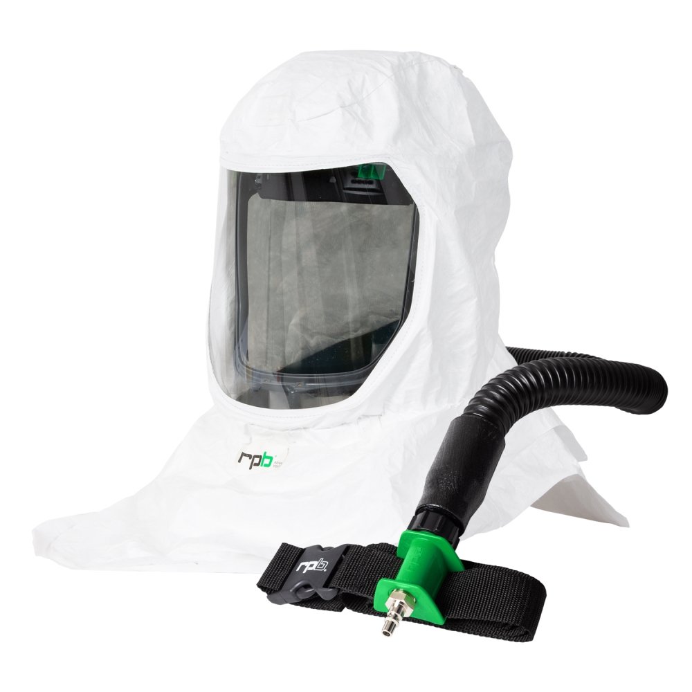 T Link Respirator Hood - NIOSH Certified PAPR or Supplied Air System with Helmet/Bump Cap Options | Lightweight Tyvek Protection for Paint & Powder Coating | Ideal for Industrial Manufacturing & Chemical Work Environments