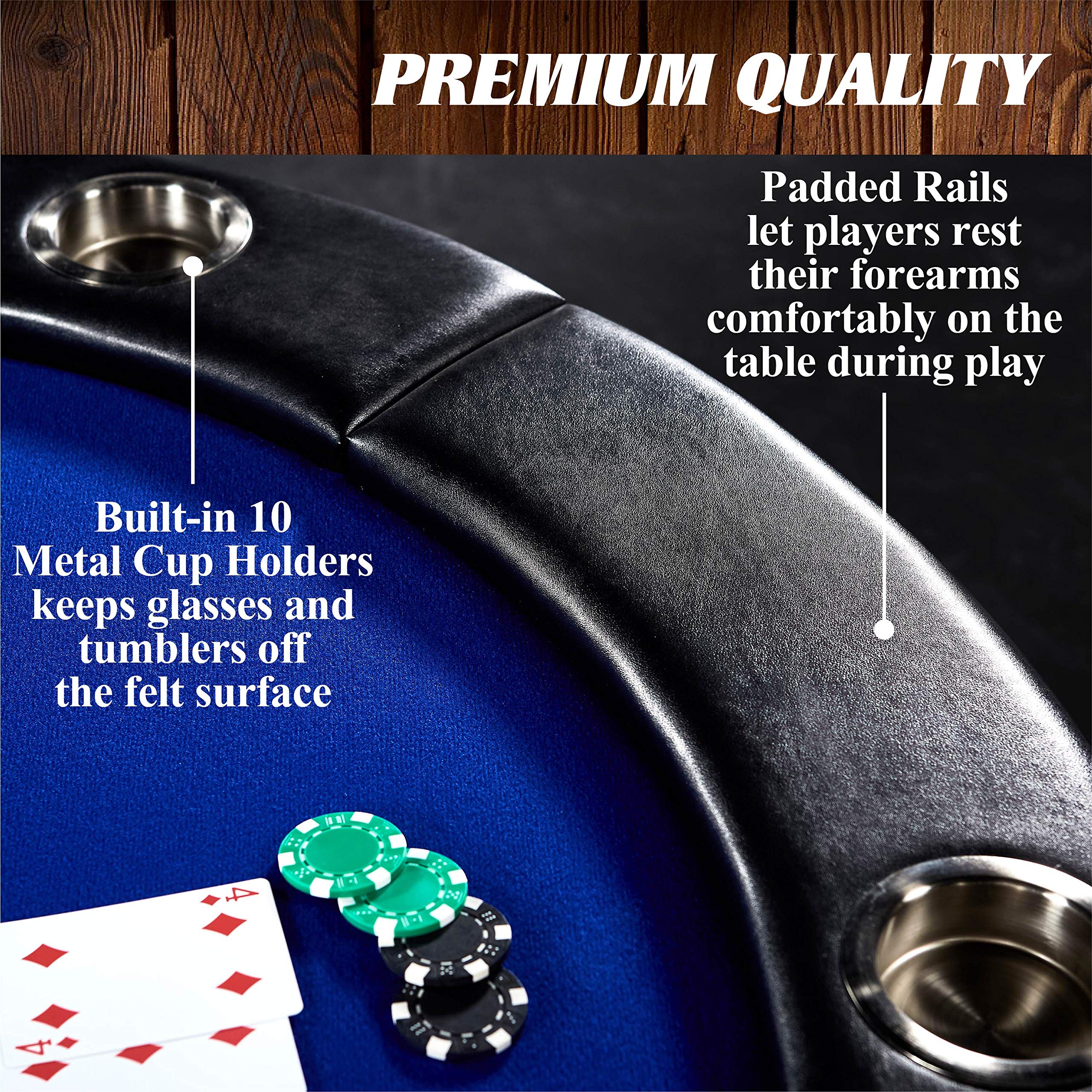 Barrington Folding Poker Table & Table Top Set - Durable Padded Rail with Felt Surface for Texas Hold'em, Blackjack & Casino Nights | Multi-Style Convertible Game & Dining Table for Home, Parties & Game Rooms