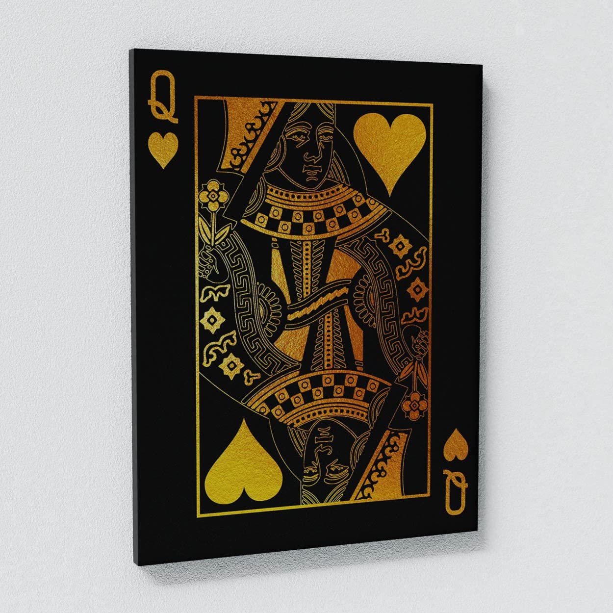 Premium Gold Canvas Poker Cards Wall Art - King Queen Jack Ace Playing Game Print Poster Painting for Home Decor | 14x16 Inches, 0.75 Inches Thick | Perfect for Game Rooms, Man Caves & Poker Themed Decor