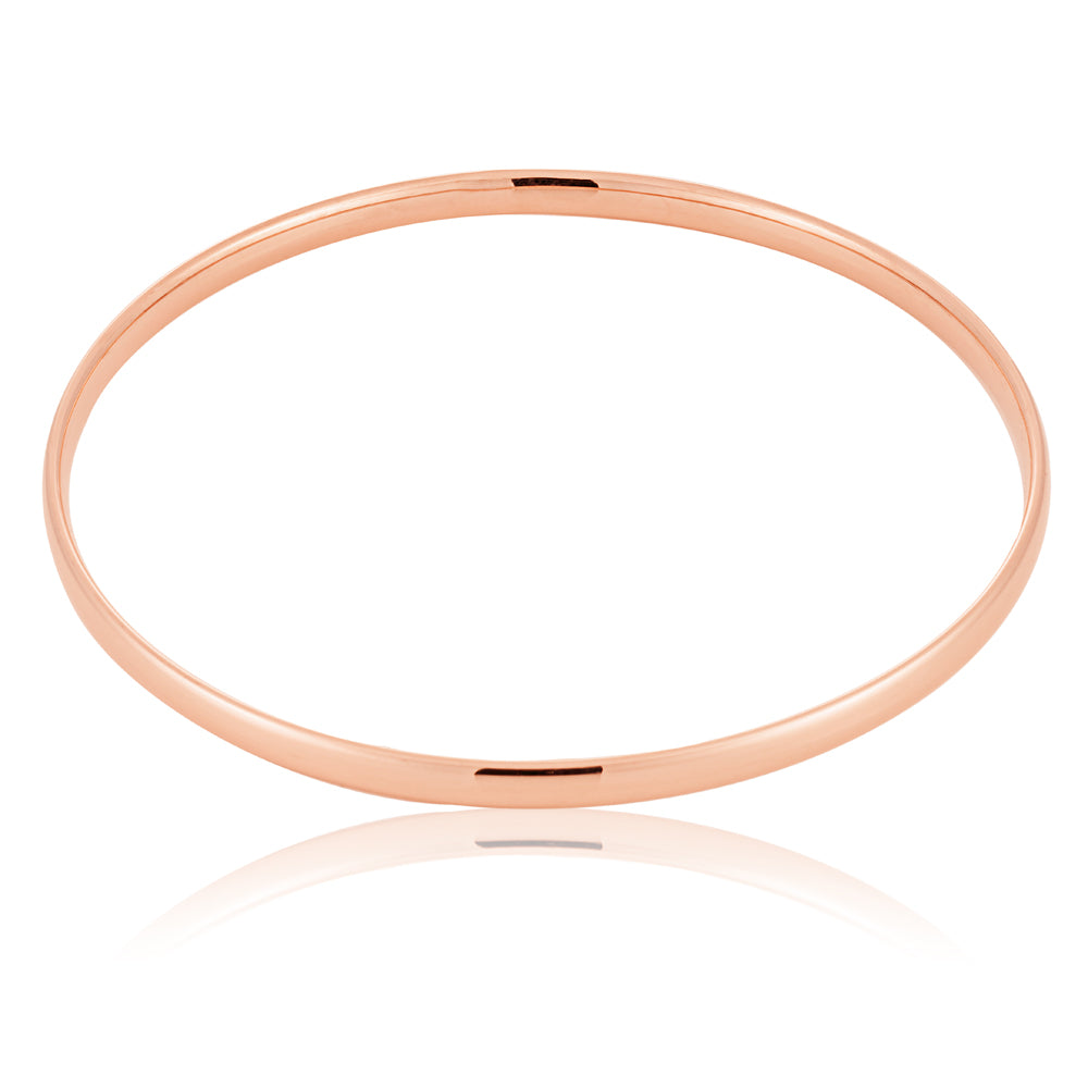 9ct Rose Gold Hollow 4mm x 65mm Bangle Bracelet for Women - Elegant Stackable Jewelry for Everyday Wear & Special Occasions