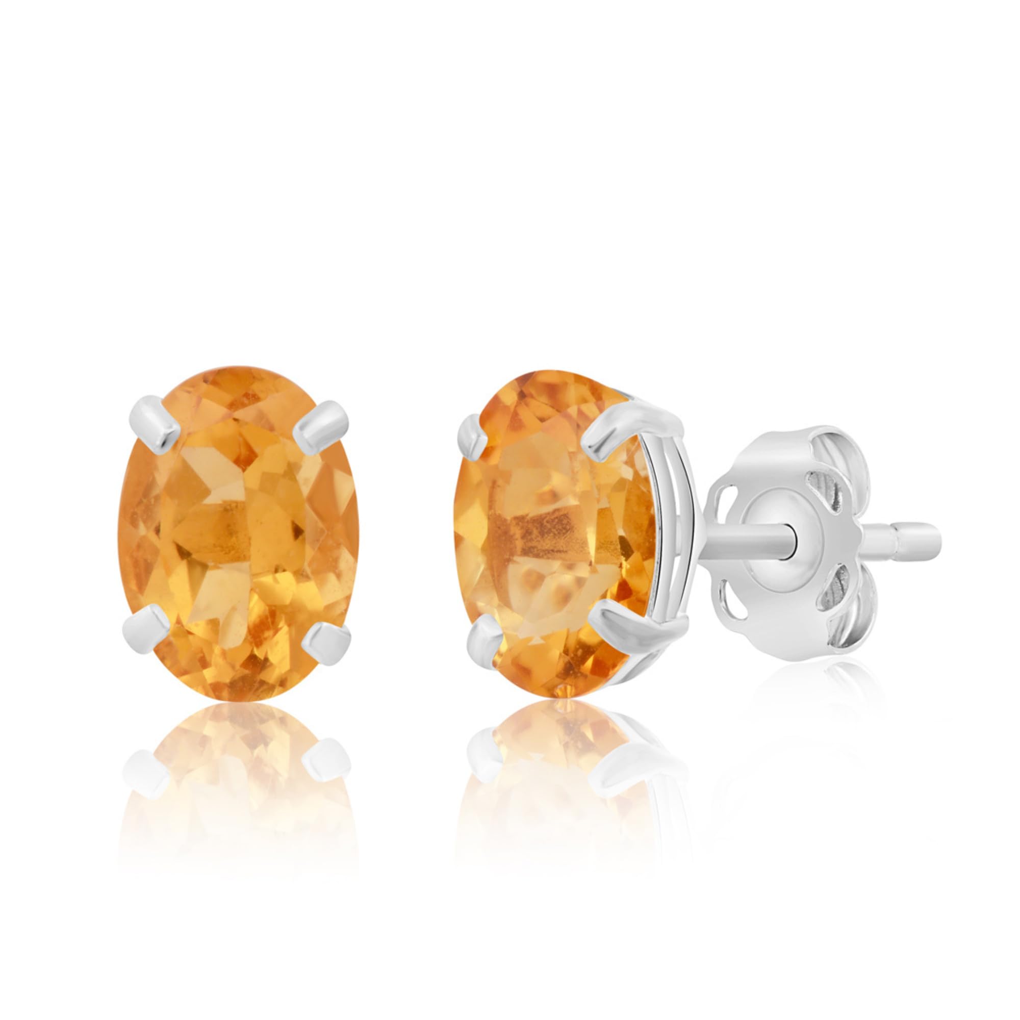 14K Gold Oval Stud Earrings for Women - 7x5mm Genuine Birthstone Gemstone Earrings | Hypoallergenic Push Back Studs in Real 14 Karat Gold | Perfect Gift for Birthday, Anniversary & Everyday Wear | MAX + STONE