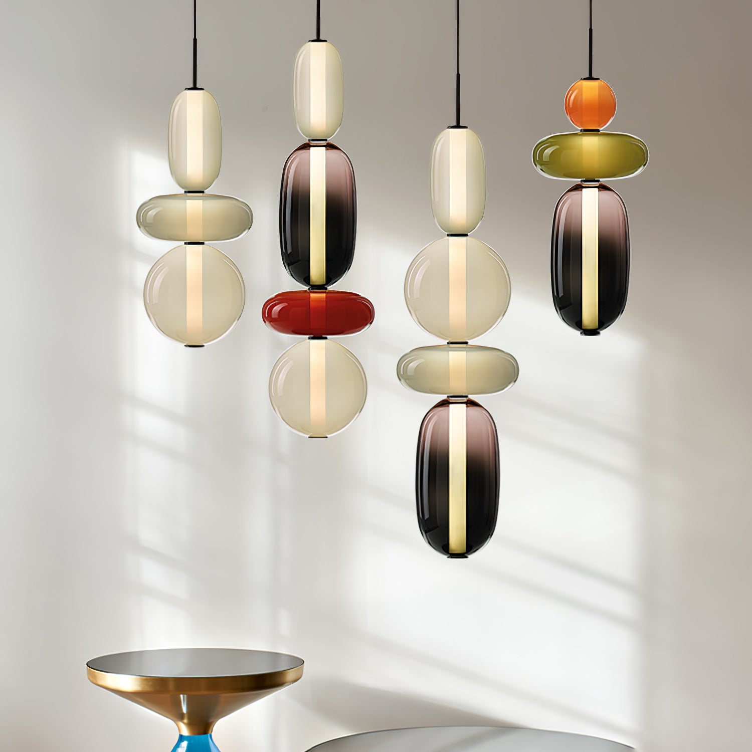 Stylish Candied Glass Pendant Light Set - Modern Hanging Fixture for Dining Room, Kitchen Island & Bedroom Decor