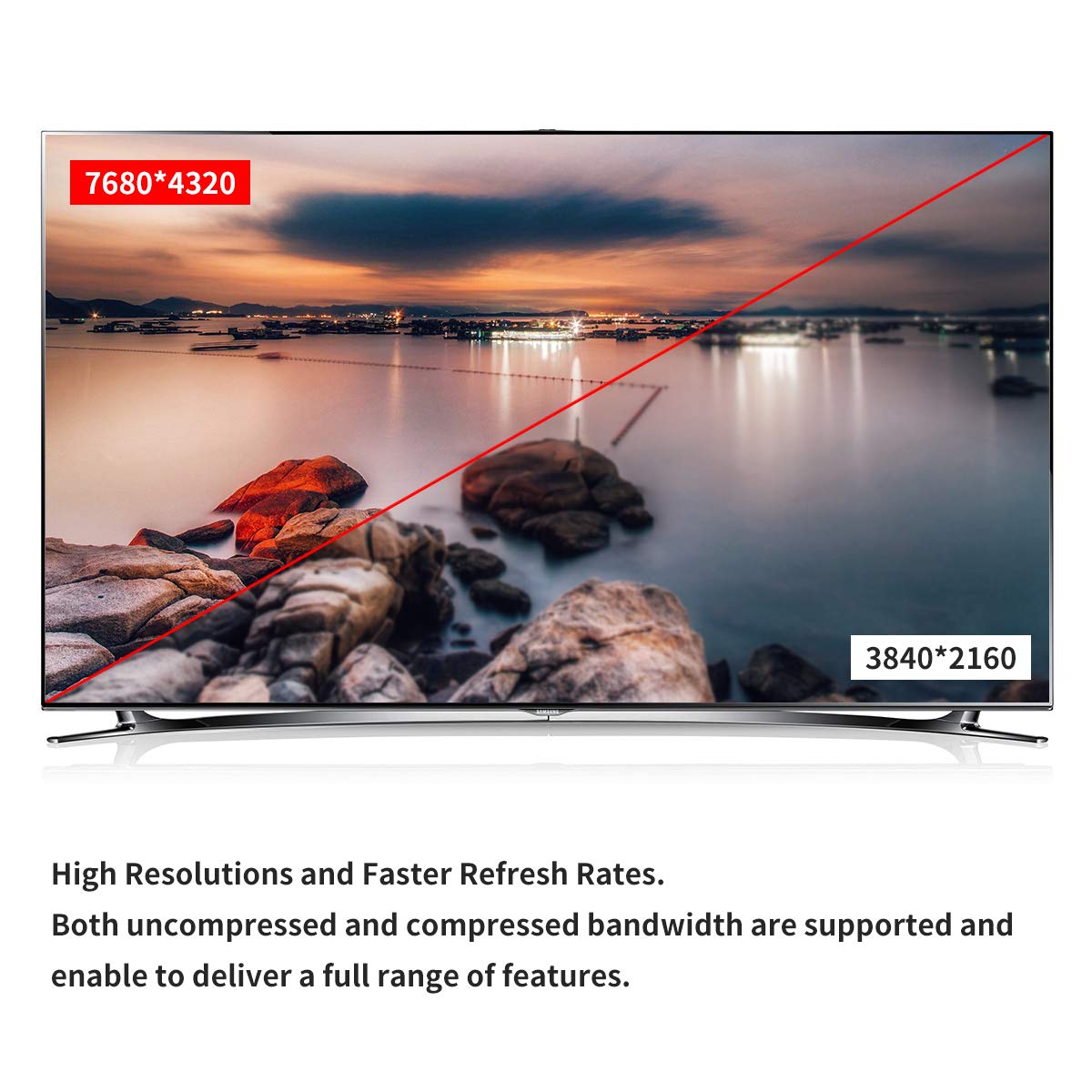 BIFALE 75ft DisplayPort Fiber Optic Cable - 32.4Gbps High Speed, 8K@60Hz 4K@165Hz 2K@144Hz, DP1.4 with Slim Gold-Plated Connectors - Perfect for Gaming, Home Theater & Professional AV Setups