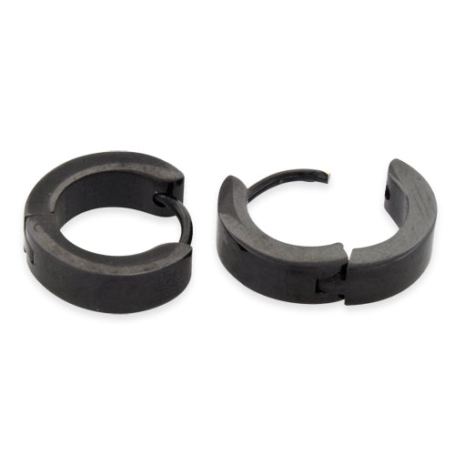 4mm Black Stainless Steel Huggie Earrings for Women - Hypoallergenic, Lightweight & Comfortable for Everyday Wear