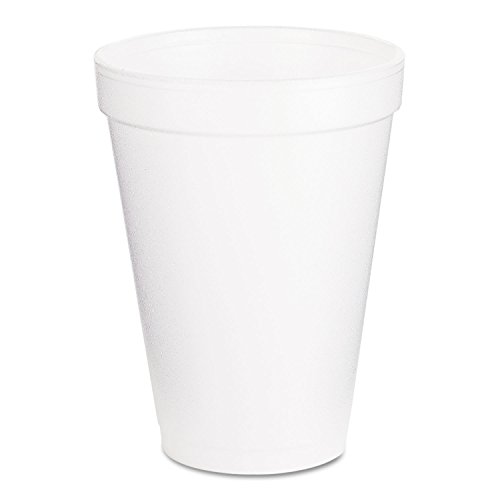 DART 12J16 12oz White Foam Cups - 1000 Count Bulk Pack - Disposable Coffee Cups for Hot & Cold Beverages, Perfect for Office, Cafes, and Parties