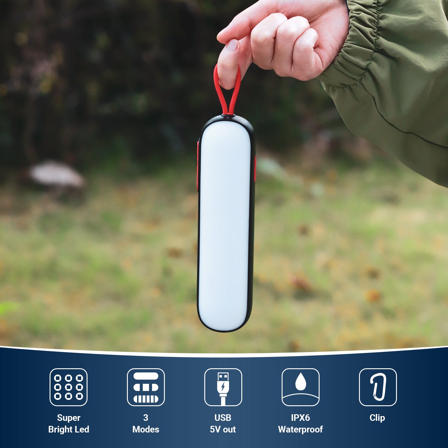Rechargeable LED Flashlight with Red Light SOS Mode - 10000mAh Camping Power Bank for Emergency, Hiking & Outdoor Adventures - LEC600