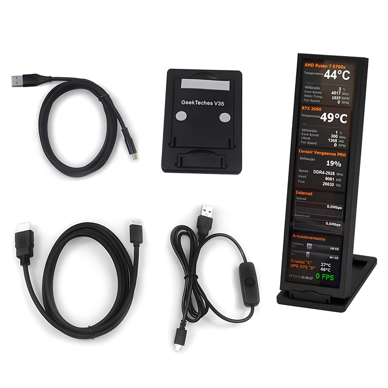 8.8 Inch USB C Portable Monitor for Laptop - Full HD IPS Screen with Clear Display, Built-in Speakers - Perfect for Work, Gaming & Streaming Entertainment