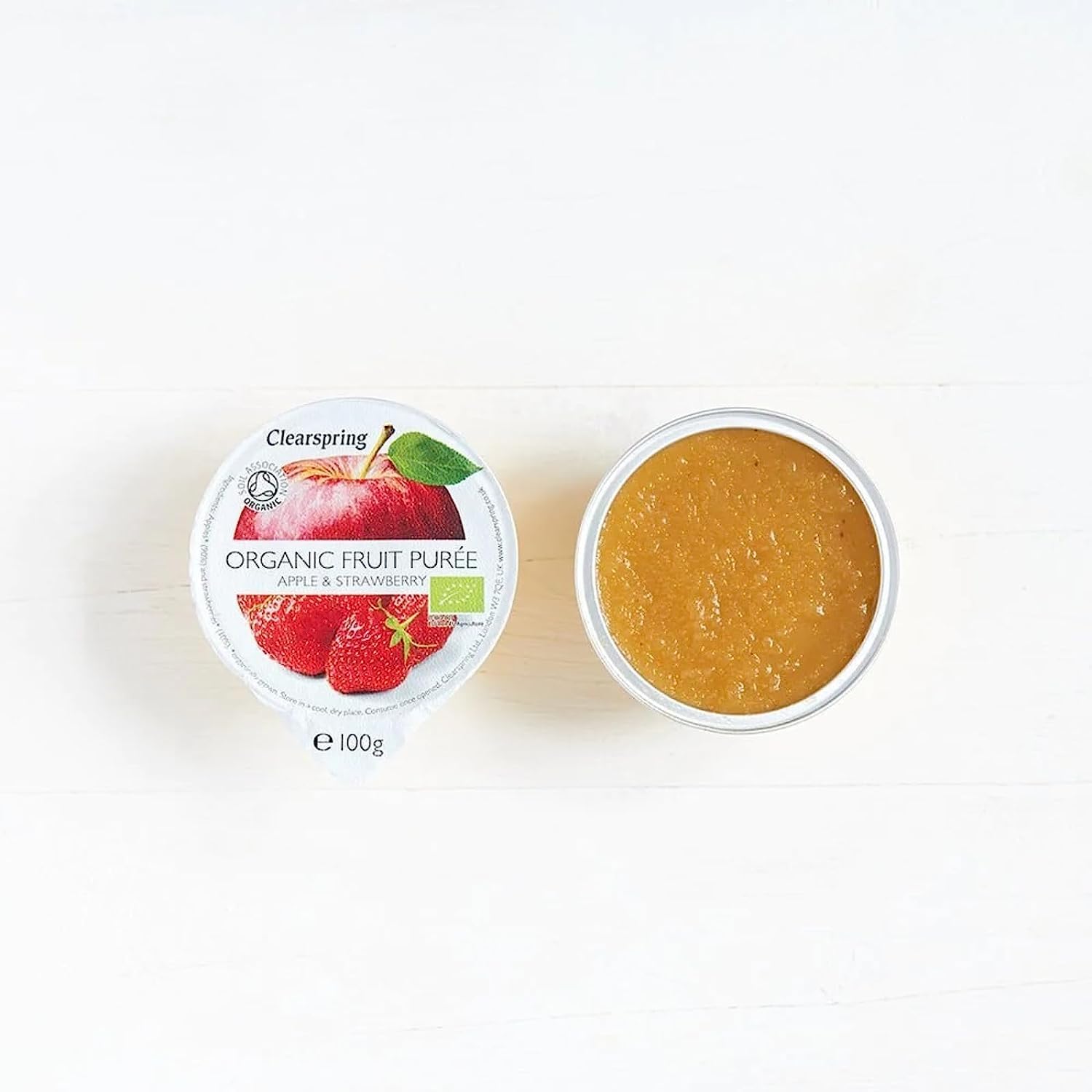 Organic Apple & Strawberry Fruit Puree by Clearspring - 200g | Healthy Baby Food, Smoothie Ingredient & Baking Topping | USDA Certified, Non-GMO, Vegan Snack