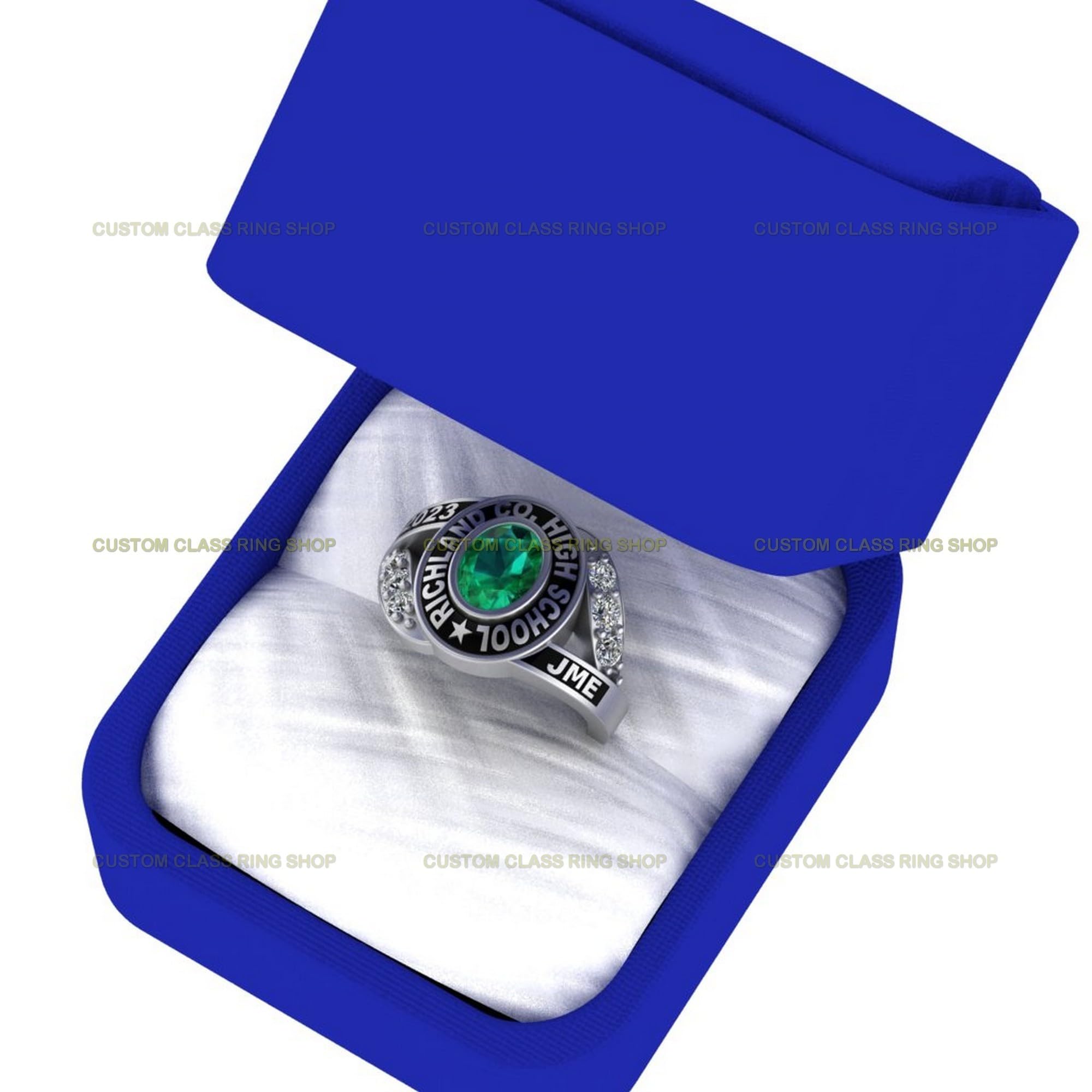 925 Sterling Silver Custom School Class Ring for Women - Personalized Graduation Jewelry Gift for Her, Perfect for High School & College Alumni