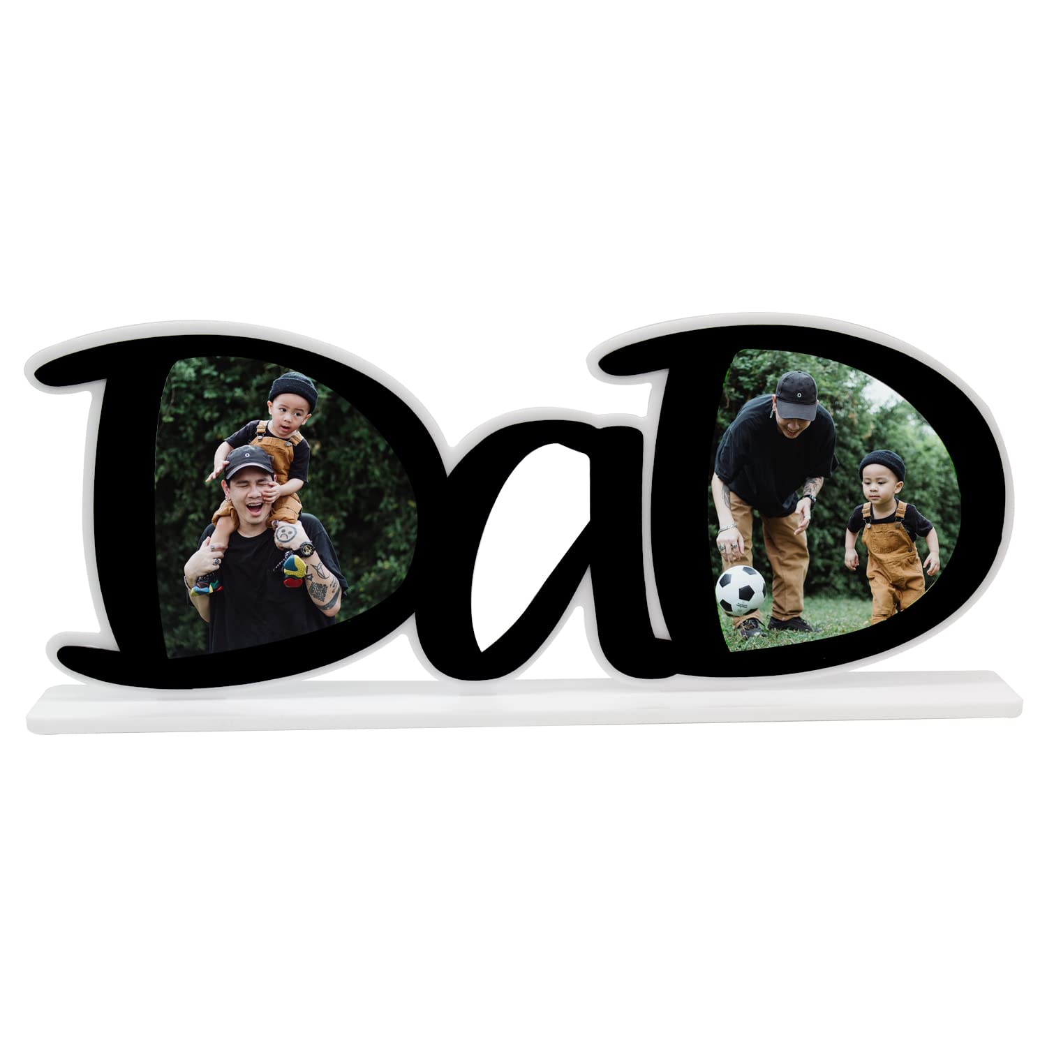 Custom Personalized Acrylic Picture Frame for Dad - Unique PaPa & DaD Shape Desktop Photo Holder - Perfect Father's Day, Birthday Gift from Son or Daughter - Ideal for Home, Office Desk Decor & Sentimental Keepsakes