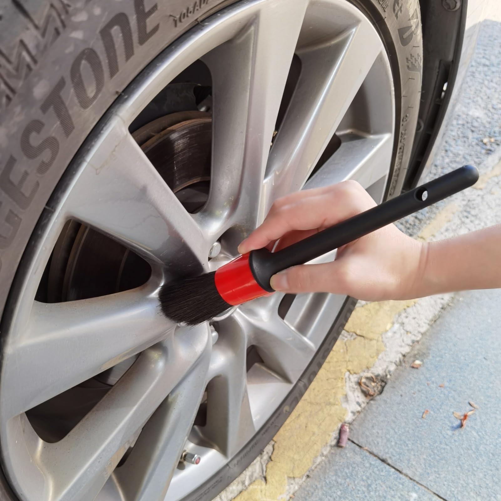 Premium 5-Piece Car Detailing Brush Set - Soft Boar Hair Bristles for Gentle Cleaning | Includes Car Wash Brush, Wheel Cleaner Brush, Dust Brush, Leather Seat & Vent Brush | Perfect for Auto Detailing, Interior Care & Professional Car Cleaning