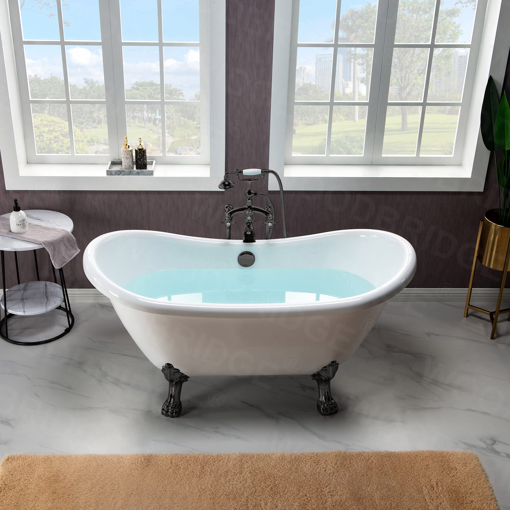 WOODBRIDGE BTA1540-ORB Freestanding Bathtub with Feet & Drain in Oil Rubbed Bronze - Perfect for Modern Bathroom & Spa Retreat