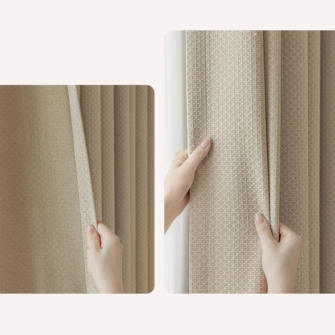 Blake Chenille Basketweave Blackout Curtains for Bedroom - Custom Room Darkening Window Drapes for Home Theater & Nursery