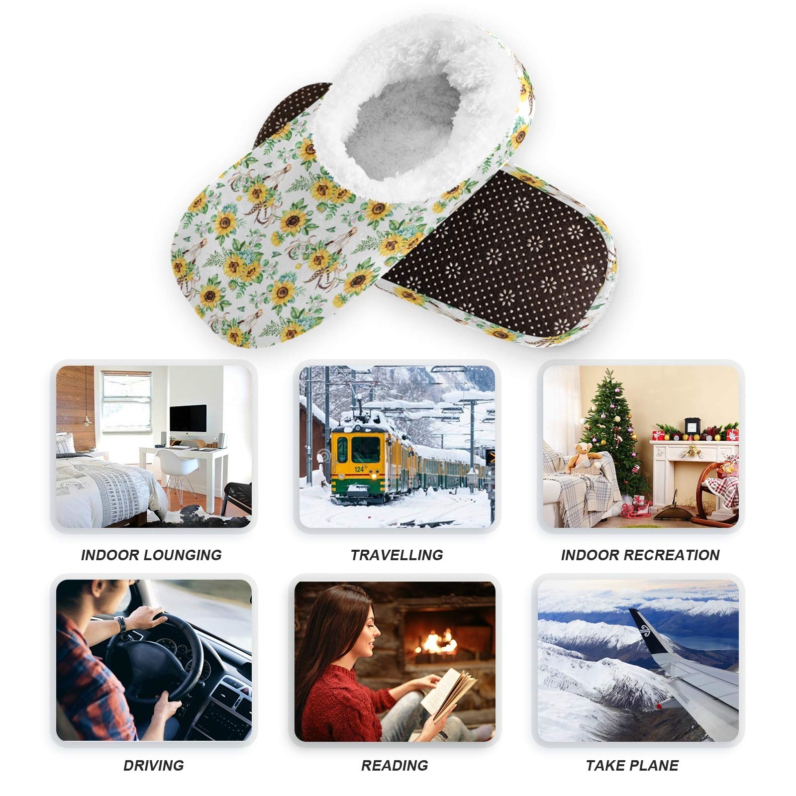 Skull & Glasses Fleece House Slippers for Women & Men - Warm Winter Indoor/Outdoor Cozy Slippers - Perfect for Home, Office, and Relaxation