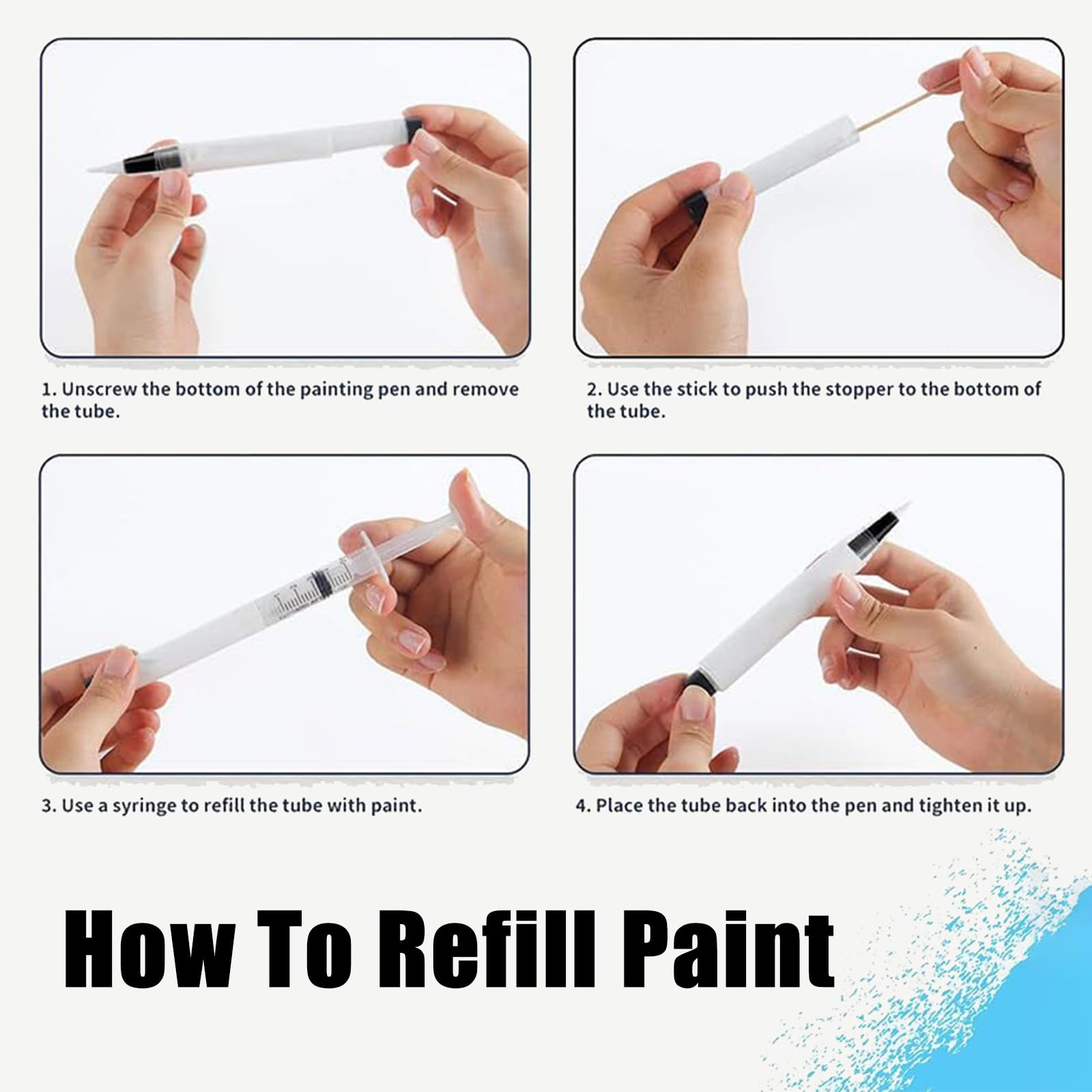 Refillable Touch Up Paint Pen Brush - 6ml Fillable Paint Marker for Walls, Cabinets, Doors & Furniture (2 Pack) - Perfect for Home Repairs, DIY Projects & Small Surface Touch Ups