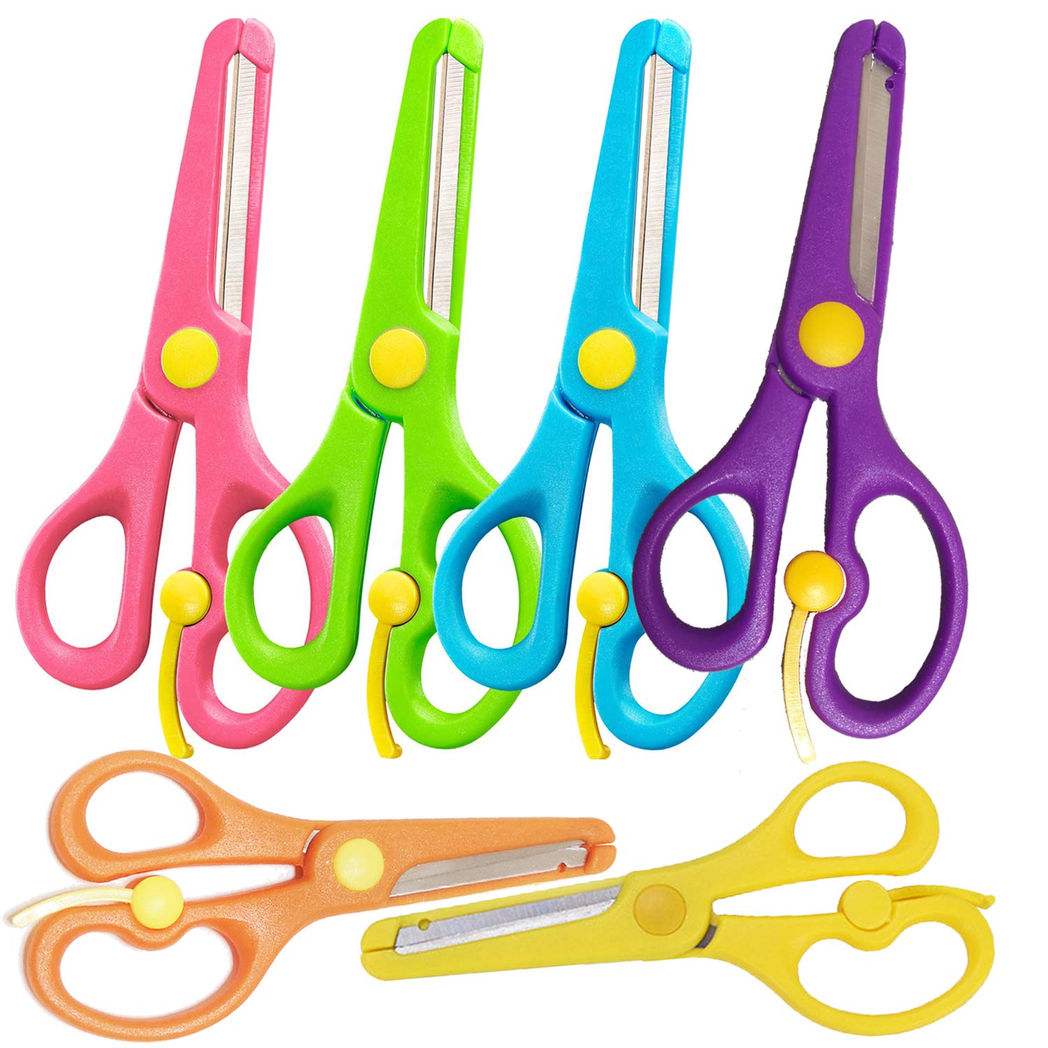 6Pcs Kids Safety Scissors for Preschoolers - Blunt Tip Training Scissors for Arts & Crafts, School Supplies (6 Assorted Colors) - Perfect for Classroom, Homeschool & Toddler Activities