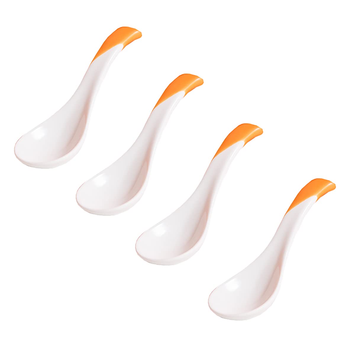 Bicuzat Japanese Style Lucky Oranges Ceramic Dinnerware Set - 4 Piece Dessert & Soup Spoons (5.5 Inch) - Elegant Tableware for Asian Cuisine, Tea Parties & Home Decor