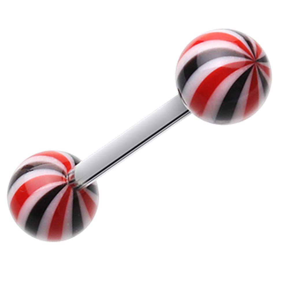 Candy Swirl Acrylic Barbell Tongue Ring - Stylish Body Jewelry for Parties