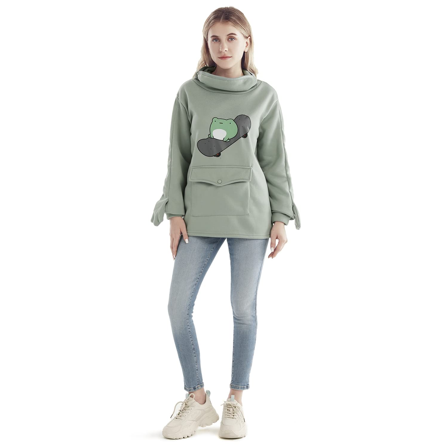 RGOSME Cute Frog Hoodie for Women & Teen Girls - Oversized Graphic Pullover Sweatshirt, Cosplay Costume Top | Perfect for Casual Wear, Anime Conventions & Street Fashion