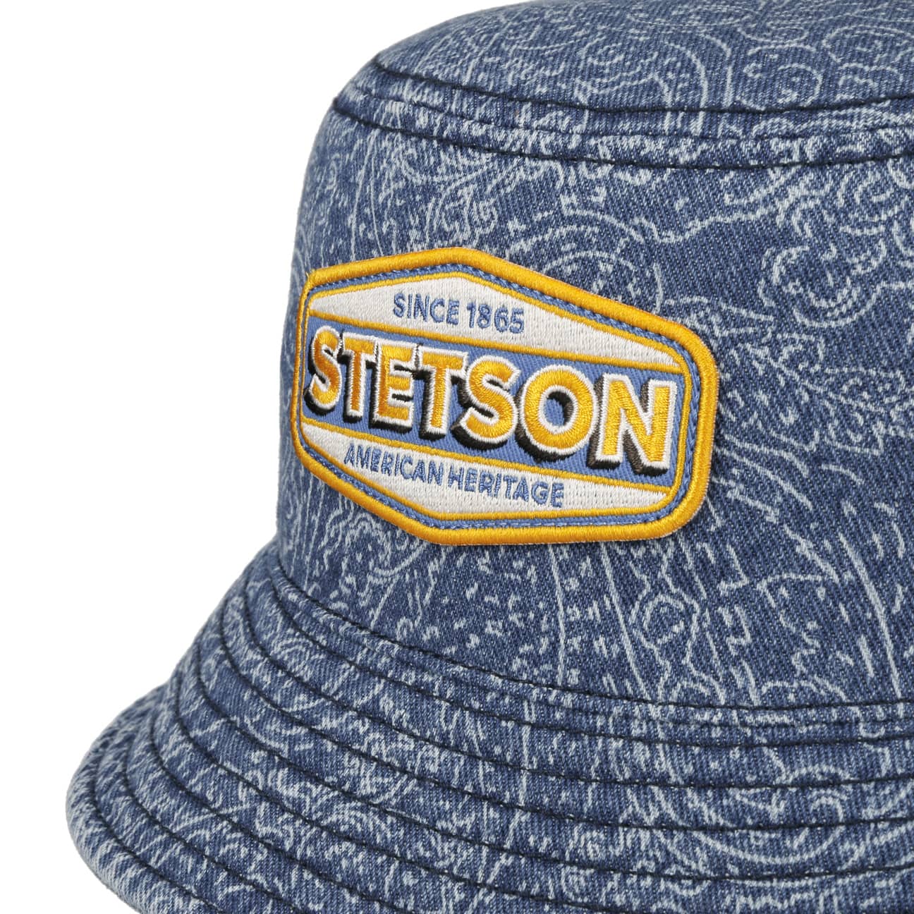 Stetson Paisley Logo Cotton Bucket Hat for Men & Women - Stylish Sun Protection for Outdoor Activities, Beach, and Travel