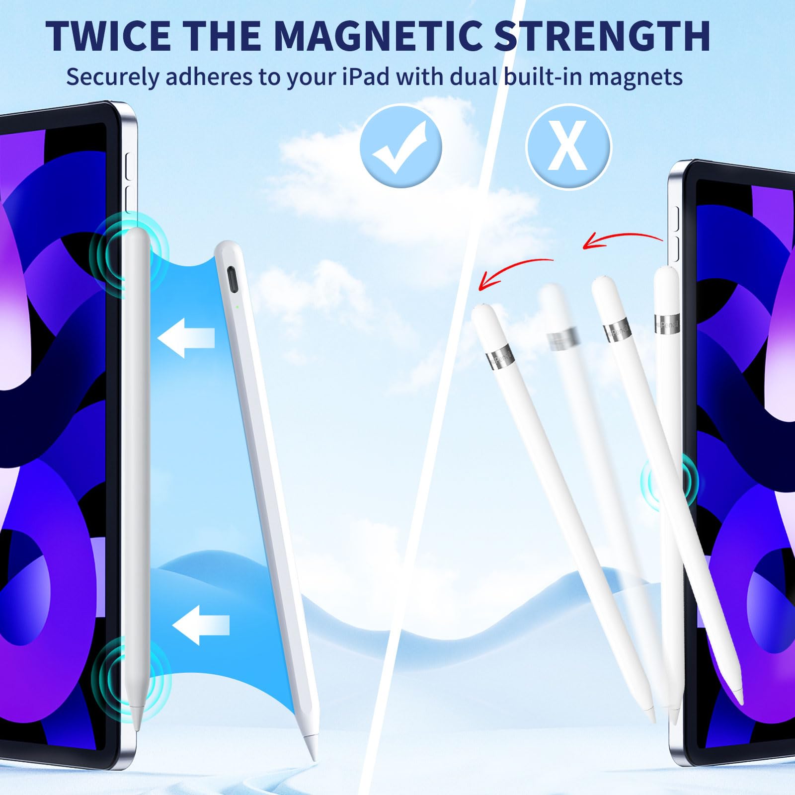 Apple Pencil for iPad 9th & 10th Gen - Fast Charging Stylus with Palm Rejection & Tilt Sensitivity - Compatible with iPad Pro 11/12.9