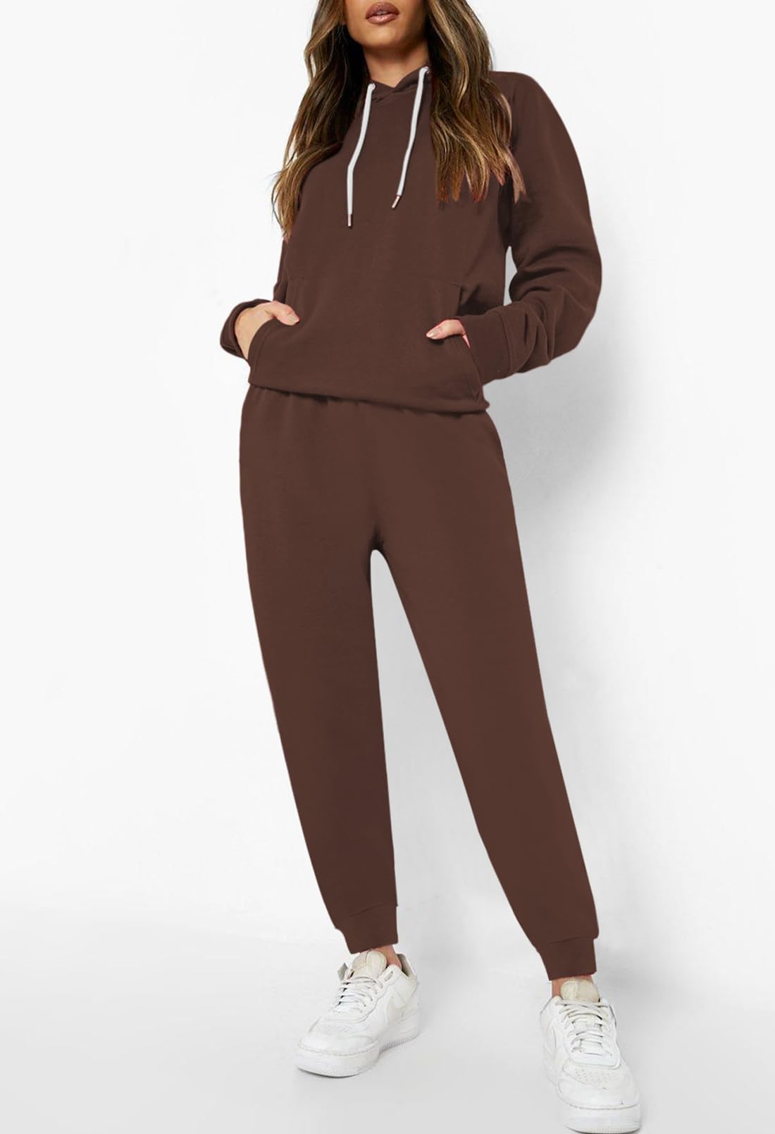 Fixmatti Women's Pullover Hoodie with Pockets & Jogger Sweatsuit Set - Soft Fleece Lounge Wear for Gym, Running, Yoga & Casual Outfits