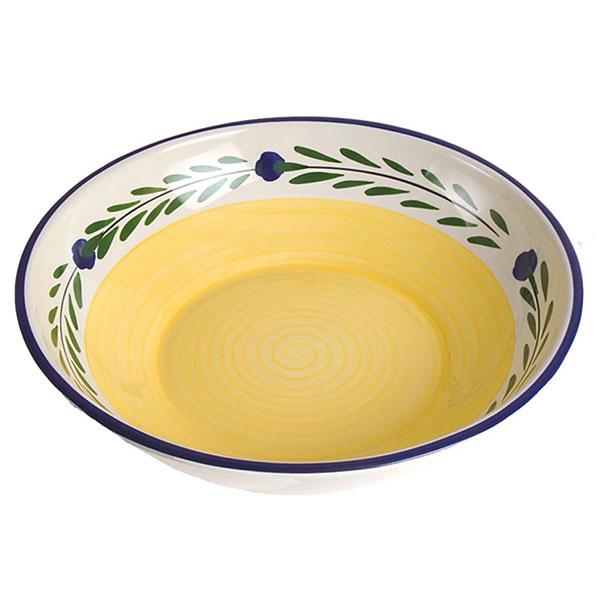 Bella Flora Extra Large Serving Bowl - 16 Inch White, Yellow, Blue & Green Ceramic Salad Bowl for Entertaining, Family Dinners & Party Decor