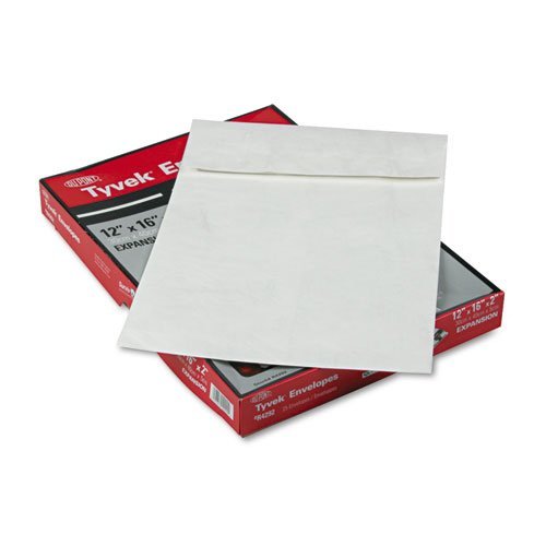 Tyvek Expansion Mailer Envelopes 12x16x2 Inches - White Waterproof Shipping Mailers (25 Pack) for Mailing Documents, Photos & Small Packages