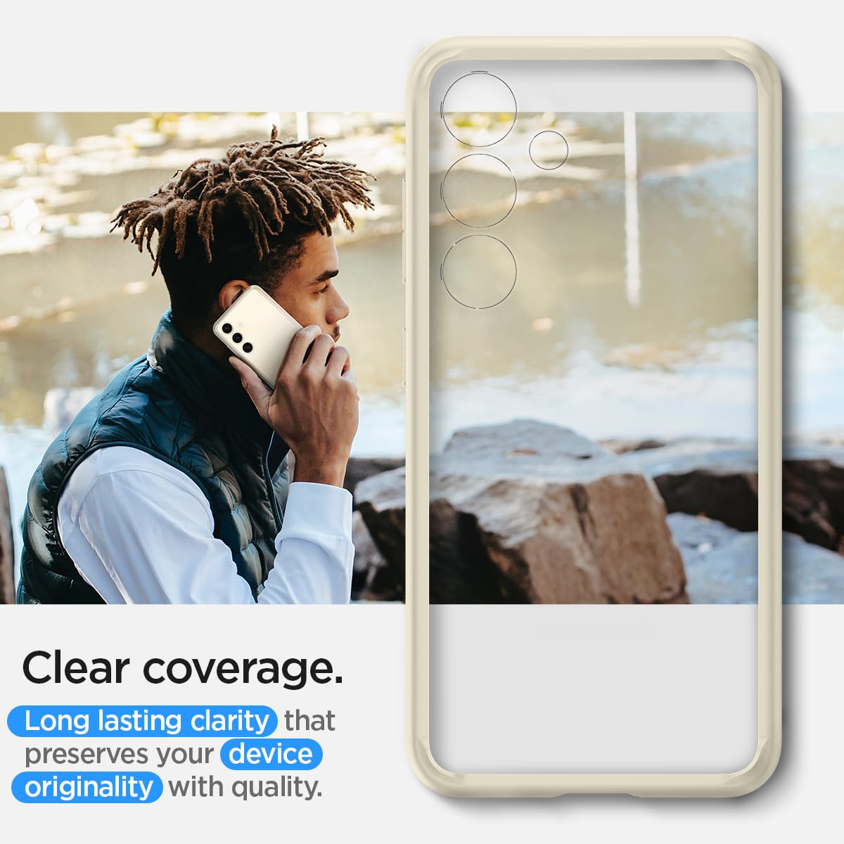 Spigen Ultra Hybrid Shockproof Case for Samsung Galaxy S24 [Anti-Yellowing] - Mute Beige | Slim Protective Phone Cover for Everyday Use & Outdoor Activities