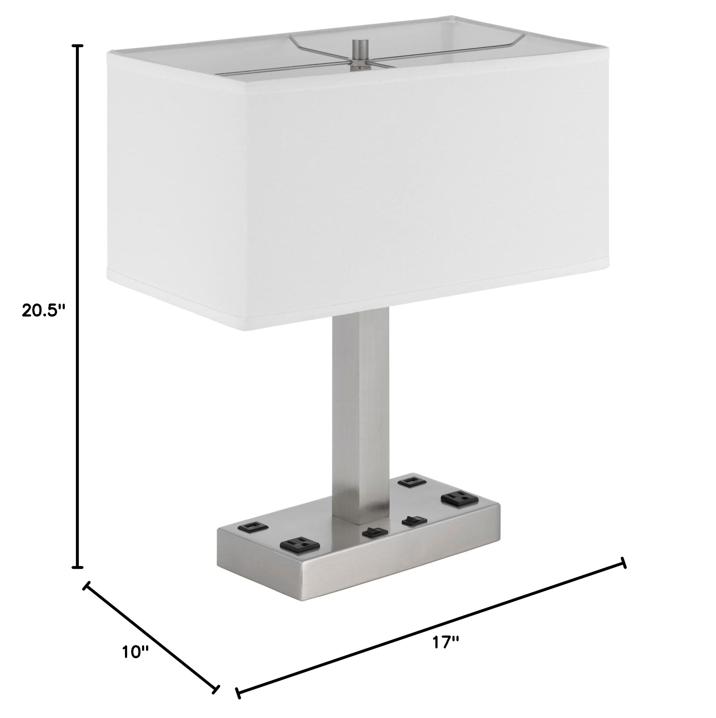 Cal Lighting LA-8036DK Colmar Modern Metal Desk Lamp with 2 Power Outlets & USB Ports - Adjustable Office Light for Home, Study, Dorm Room Workspace