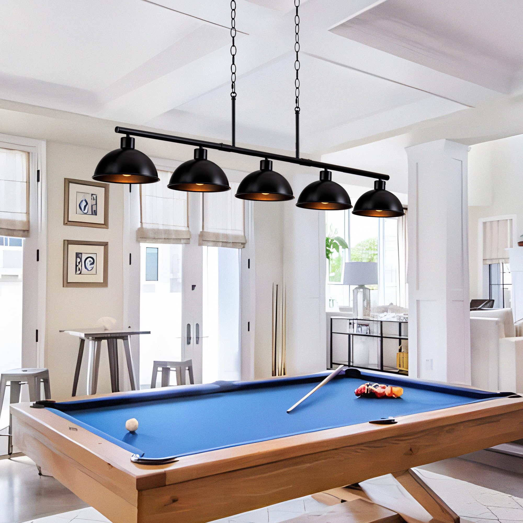 Premium Billiard Table Light Fixture - Adjustable Hanging Pool Table Lamp for Game Rooms & Bars - Dimmable LED Chandelier for Dining Room, Kitchen Island & Farmhouse Decor - Perfect Lighting for Nighttime Games & Entertainment Gatherings
