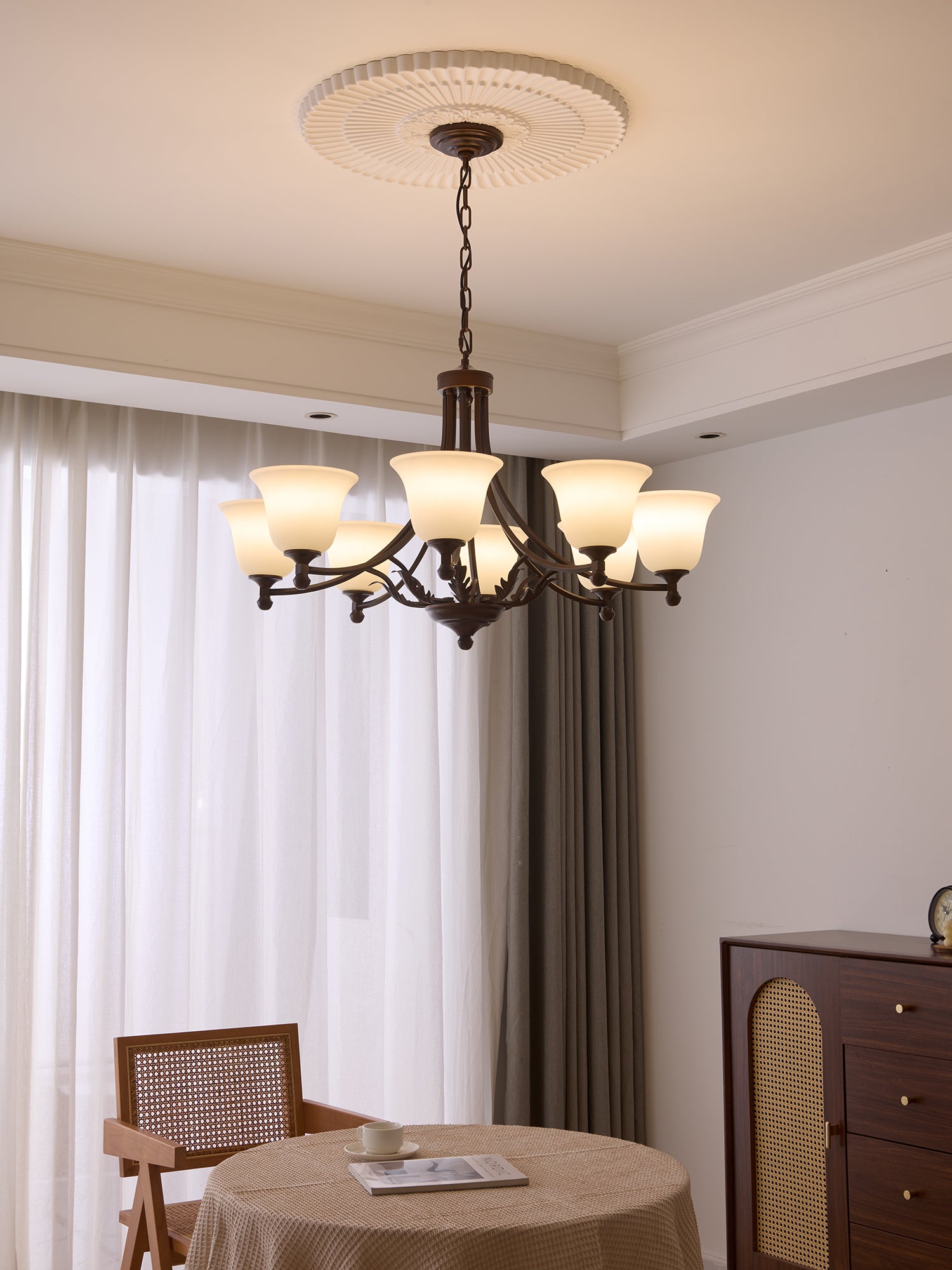 Elegant Aveline Bloom Crystal Chandelier - Modern Ceiling Light Fixture for Dining Room, Living Room & Bedroom Decor