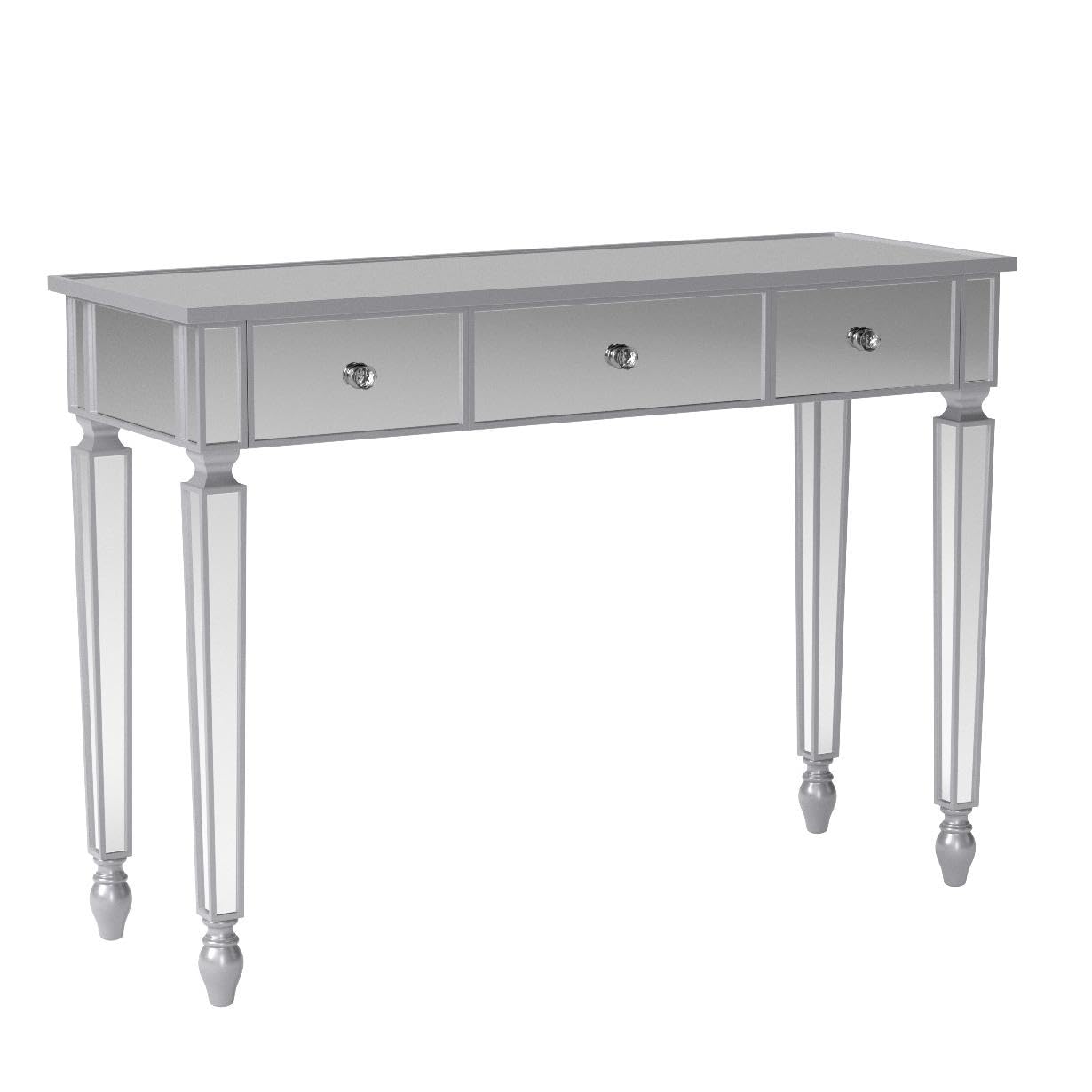 Elegant Mirrored Console Table - 3-Drawer Vanity Desk with Crystal Knobs for Home Office & Makeup | Modern Writing Desk & Media Console for Women | Perfect for Bedroom, Living Room & Dressing Area