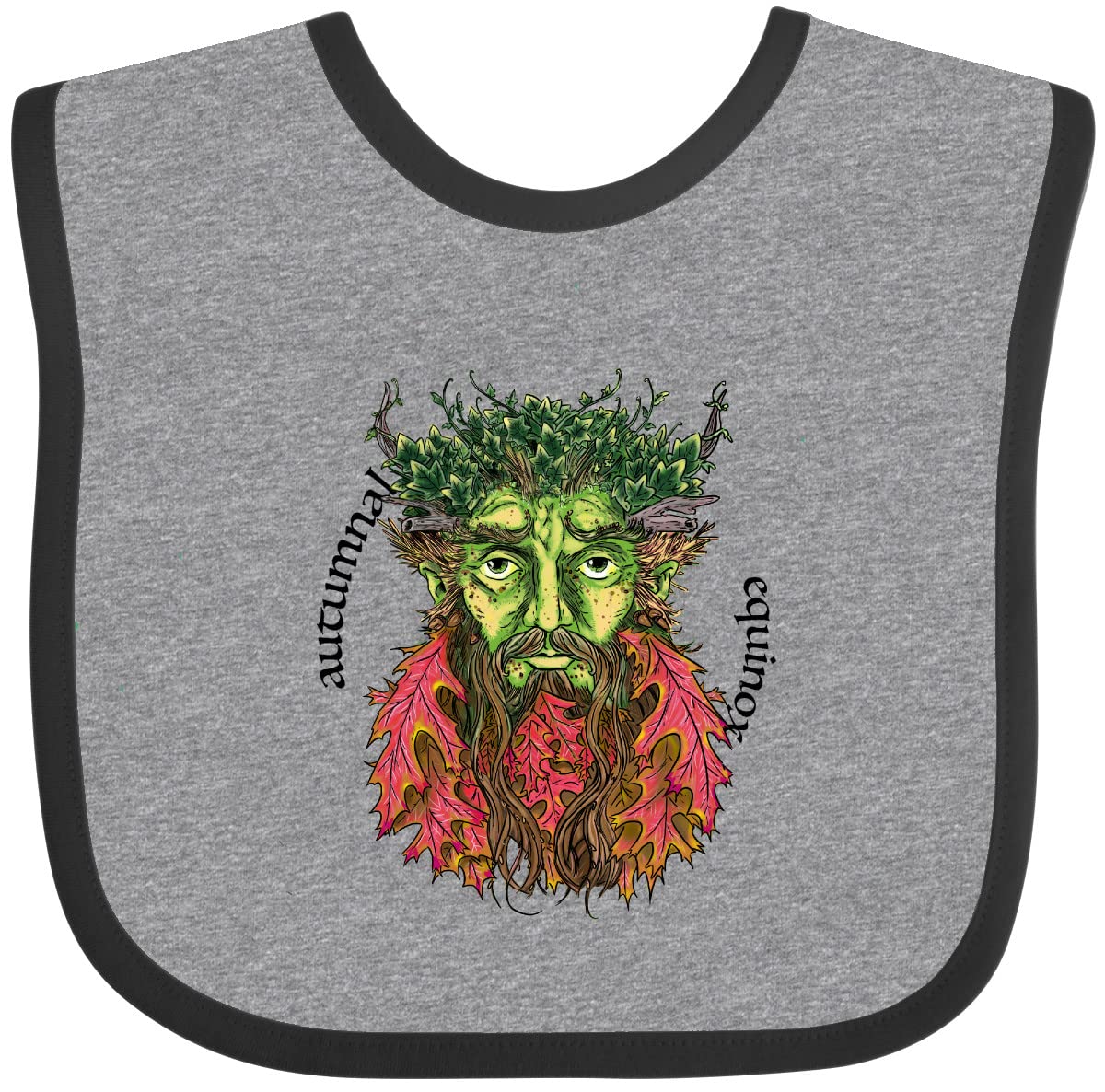 Inktastic Autumnal Equinox Green Man Into Fall Baby Bib - Soft Cotton Drool Bib for Infants - Perfect for Fall Season, Halloween, Thanksgiving & Autumn Photo Shoots