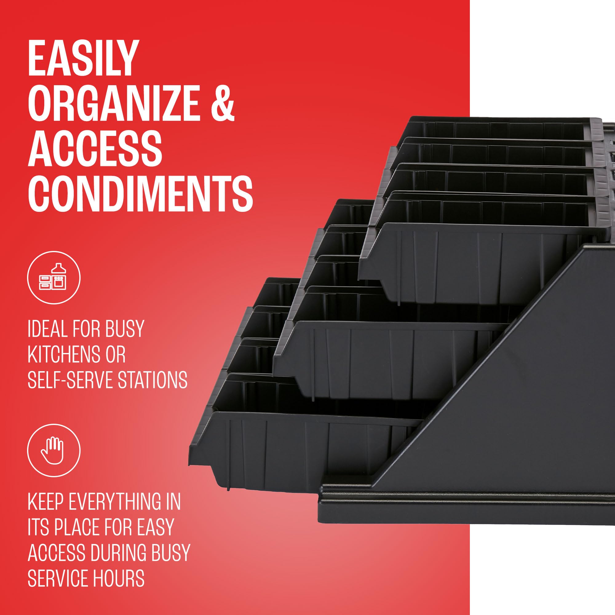 Cambro Versa Self Serve Condiment and Utensil Storage Bin - 12 Compartment Organizer for Food, Coffee, and Kitchen Supplies (Black) - Perfect for Restaurants, Cafes, and Home Kitchens