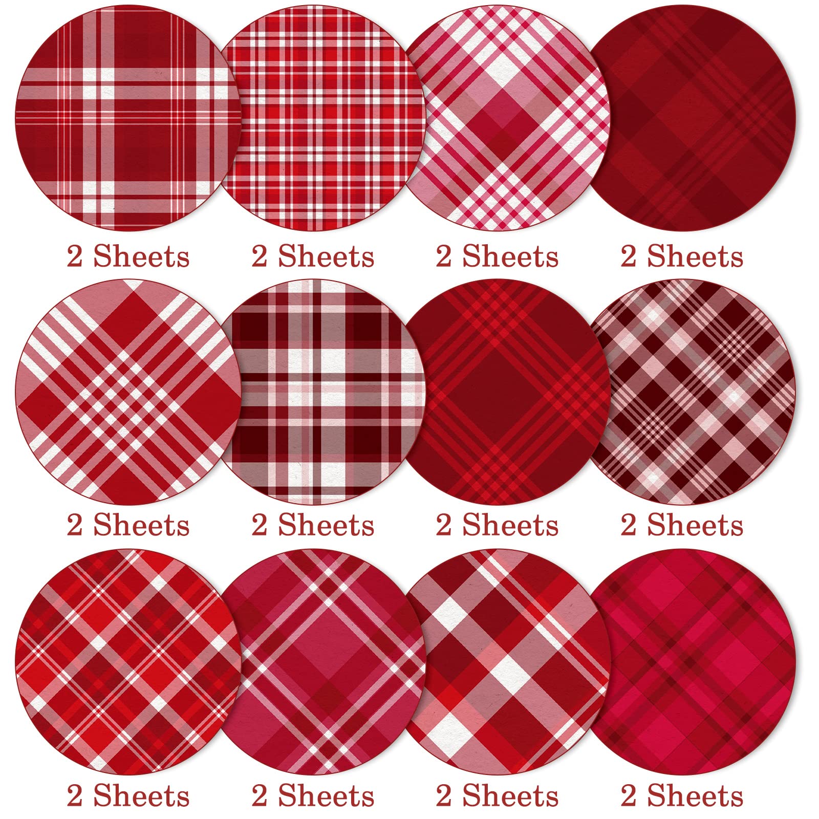 Whaline 12 Valentine's Day Pattern Paper Pack - 24 Sheets Red Buffalo Plaid Scrapbook Paper, Double-Sided Decorative Craft Paper for Card Making, Scrapbooking, DIY Projects | Perfect for Valentine's Cards, Gift Wrapping & Home Decor