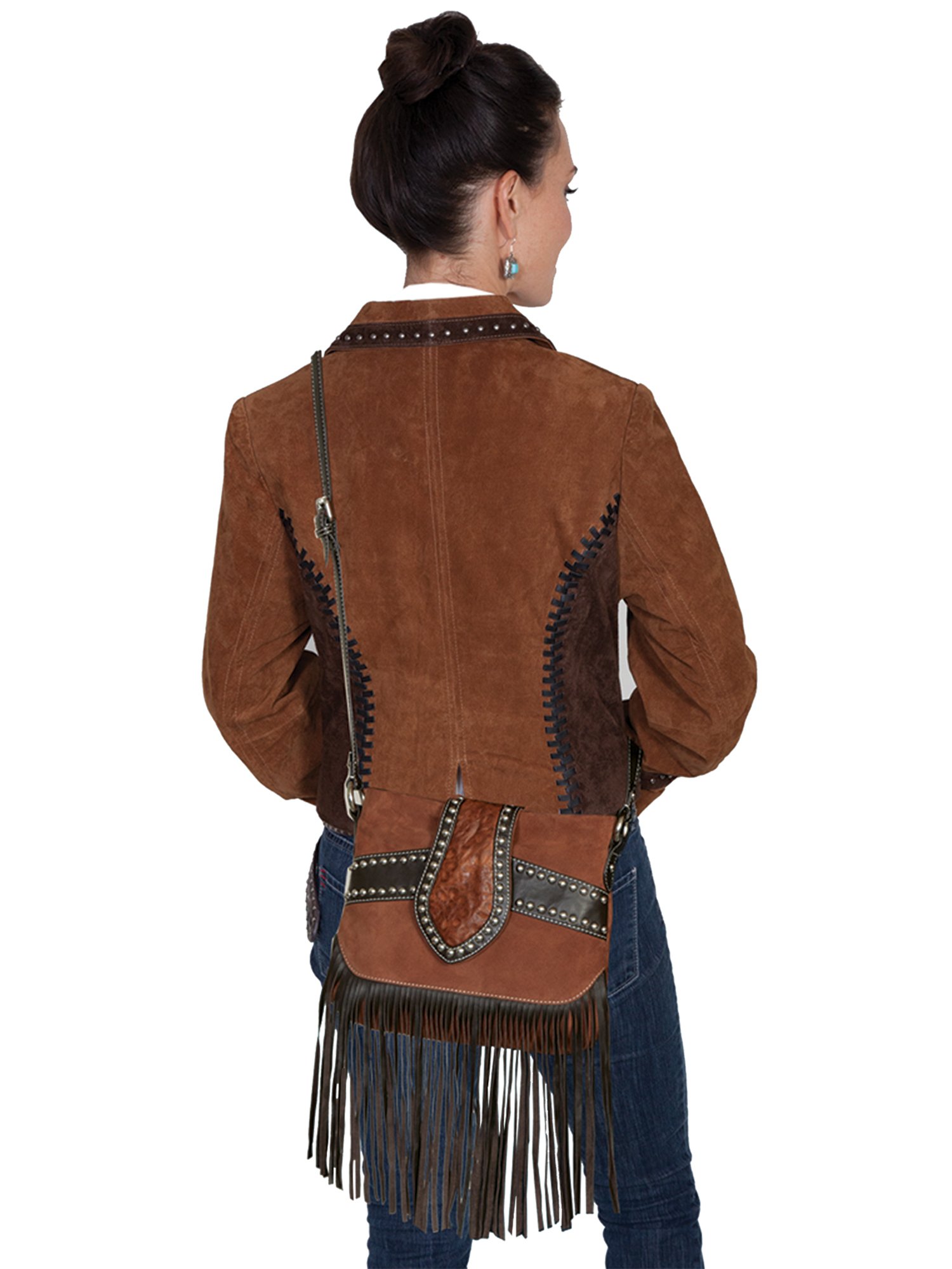 Stylish Scully Suede & Leather Fringe Handbag B136 - Boho Chic Crossbody Purse for Women, Perfect for Parties, Date Nights & Casual Outings