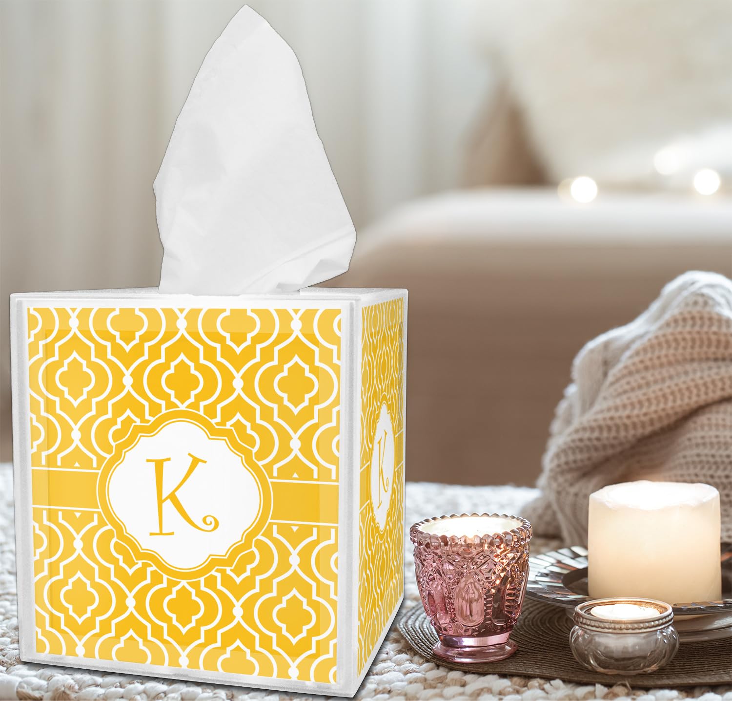 Personalized Trellis Tissue Box Cover - Elegant Home Decor for Living Room, Bedroom & Bathroom - Perfect Gift Idea for Housewarming & Holidays