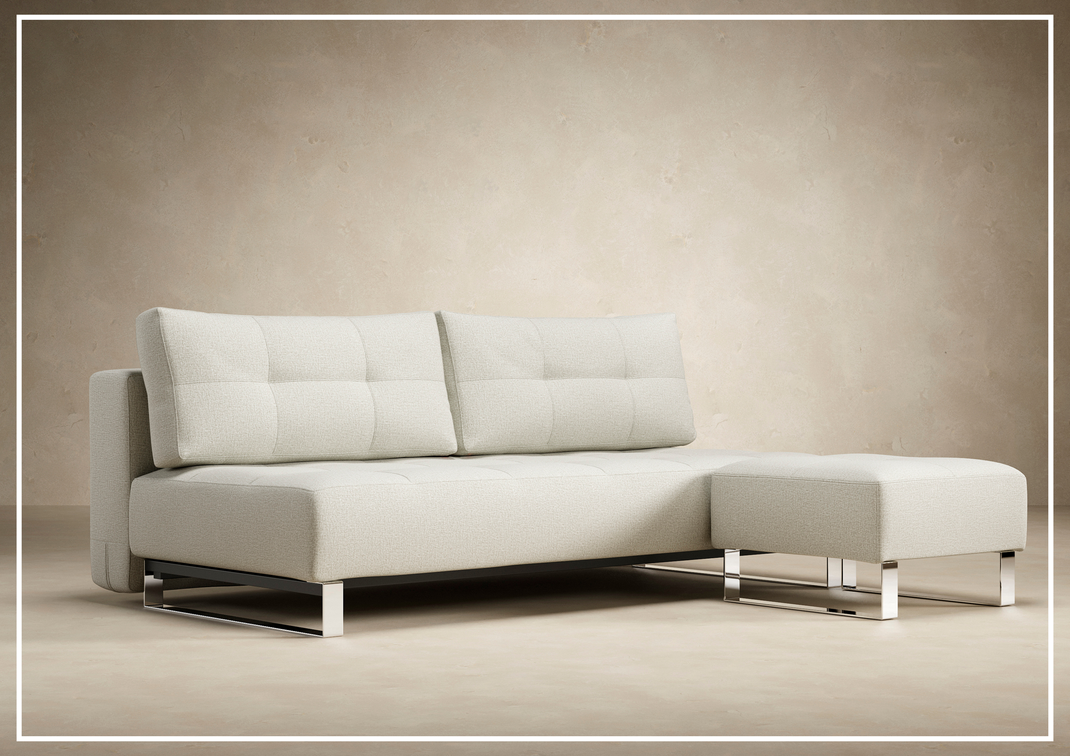 Innovation Living Supremax 2-Seater Fabric Sleeper Sofa with Ottoman - Convertible Sofa Bed for Small Spaces, Guest Room & Apartment Living