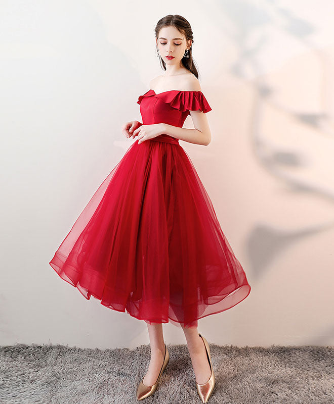 Elegant Red Satin & Tulle Short Prom Dress - Homecoming Formal Party Gown for Teens | Perfect for Dances, Parties & Special Occasions