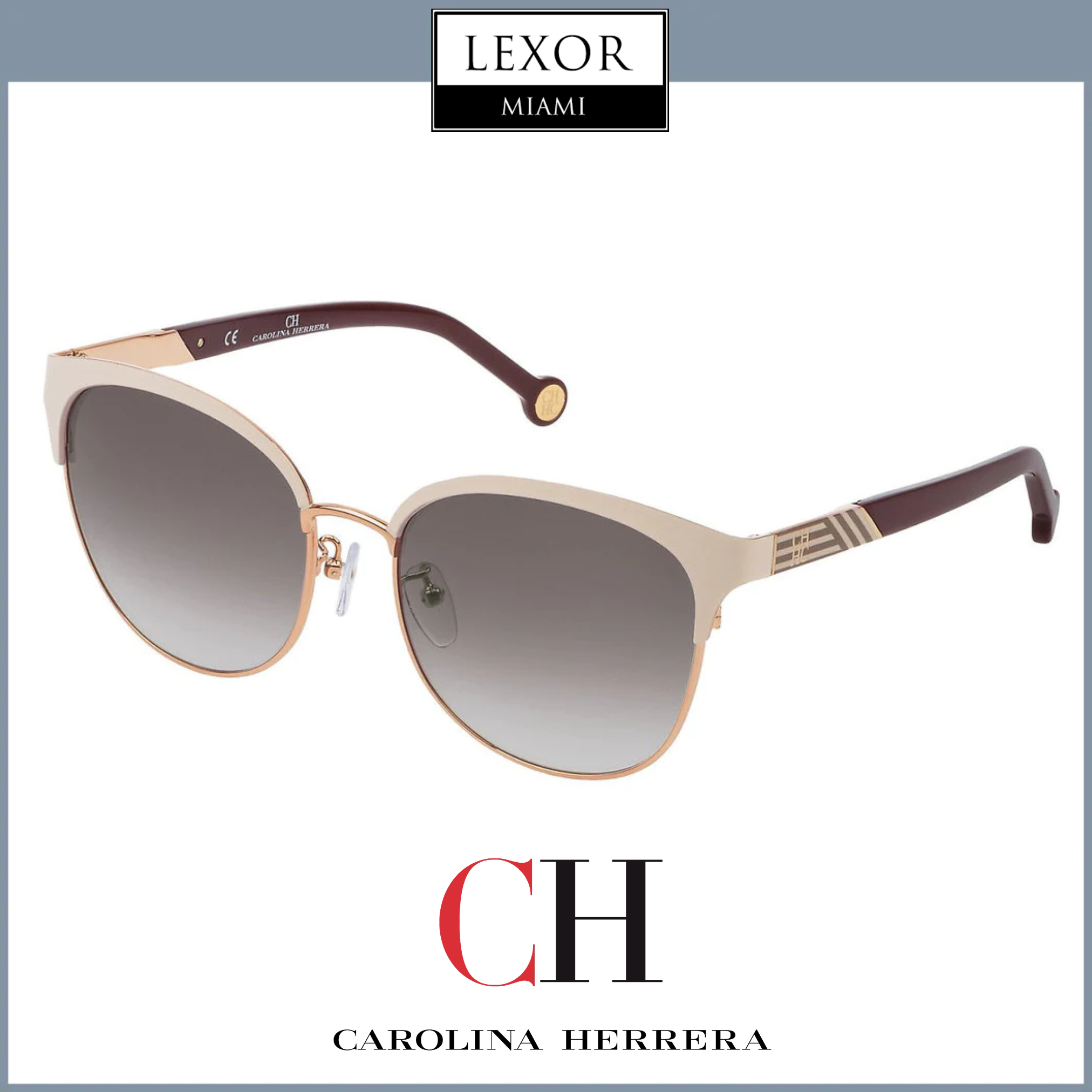 Carolina Herrera SHE119 02AM 56 Women's Fashion Sunglasses - UV Protection, Polarized Lenses for Driving, Beach & Outdoor Activities