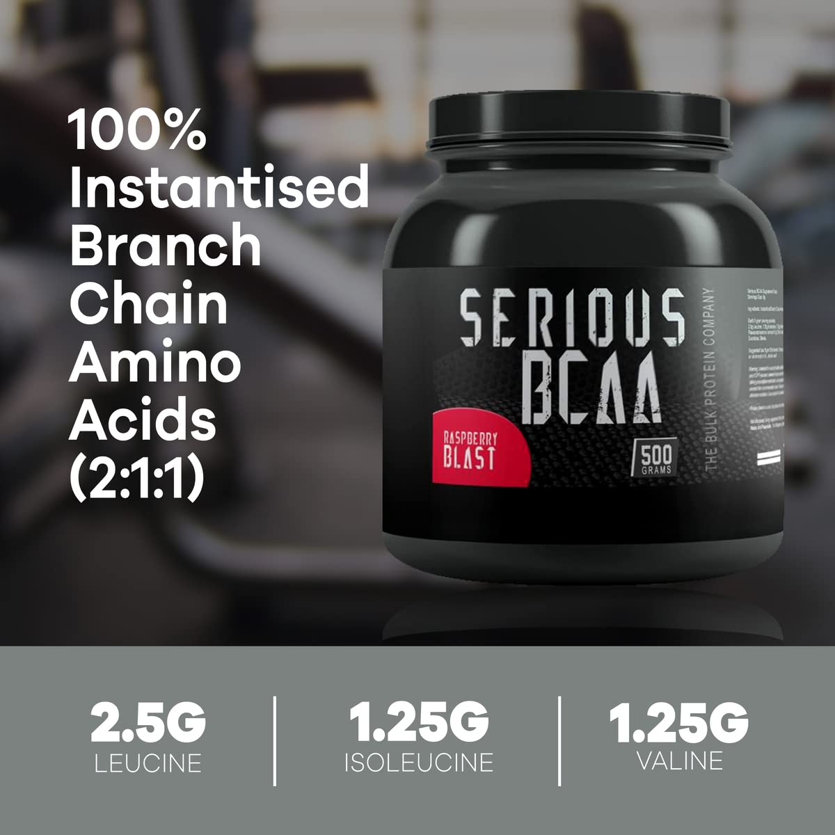 Serious BCAA Powder 500g (100 Servings) - Pre Workout Supplement for Muscle Growth & Recovery - Raspberry Blast Flavor by The Bulk Protein Company - Ideal for Gym, Fitness & Bodybuilding Training