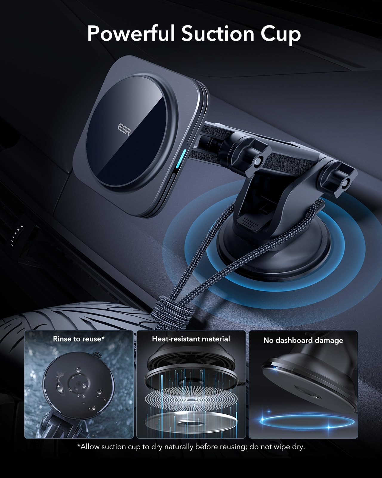 ESR Qi2 15W MagSafe Car Charger - Qi2 Certified Wireless Magnetic Car Phone Holder for iPhone 16/15/14/13/12 - Fast Charging Dashboard Mount for Safe Driving & Hands-Free Navigation