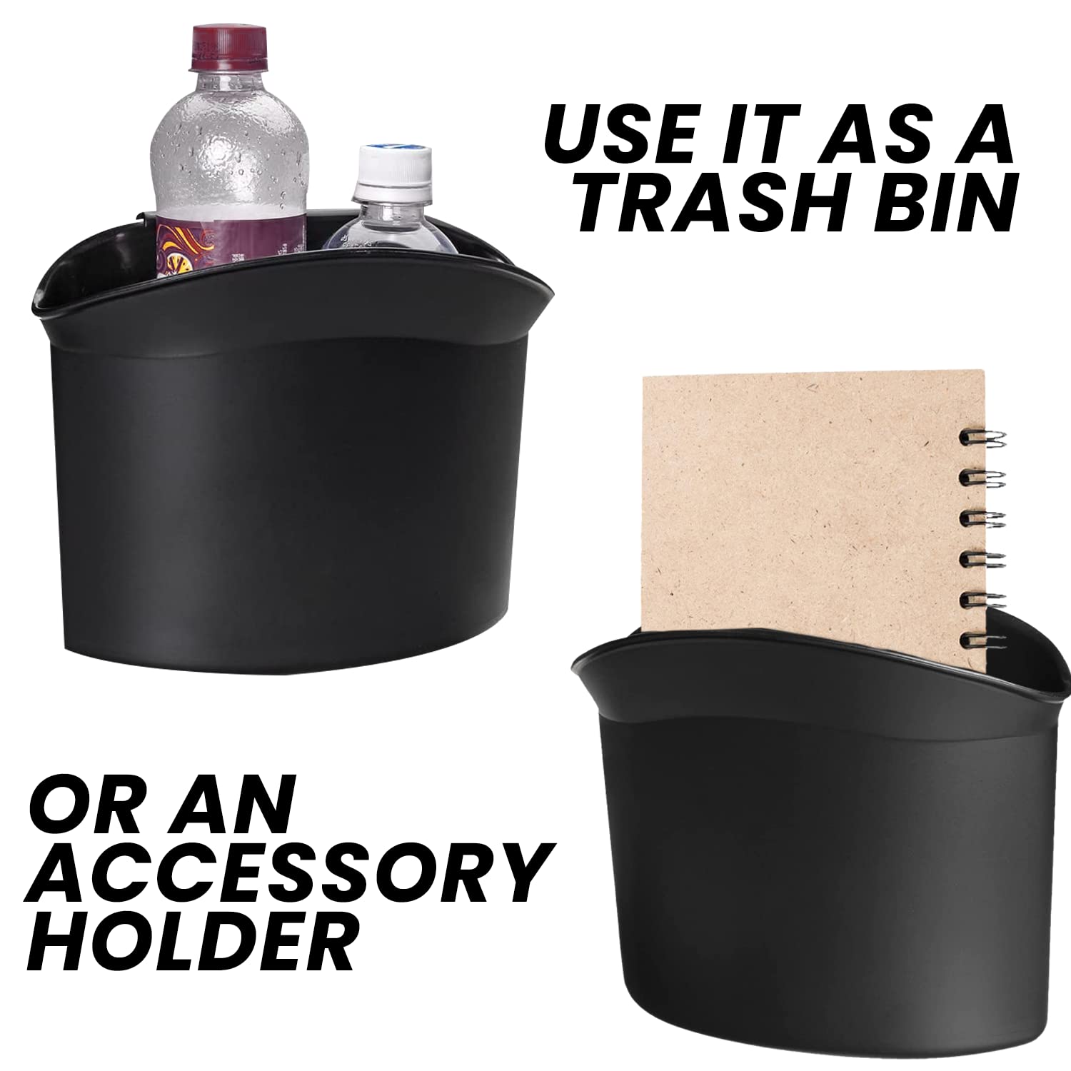 Premium Portable Hanging Car Trash Can - Leakproof Mini Garbage Bin for Vehicle, Office & Home Use - Ideal for Road Trips, Commuting & Workspace Organization (Black)