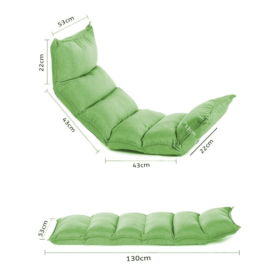 2X Foldable Tatami Floor Sofa Bed - Convertible Meditation Lounge Chair & Recliner for Small Spaces - Green Lazy Couch for Living Room, Bedroom, Yoga Studio & Guest Room