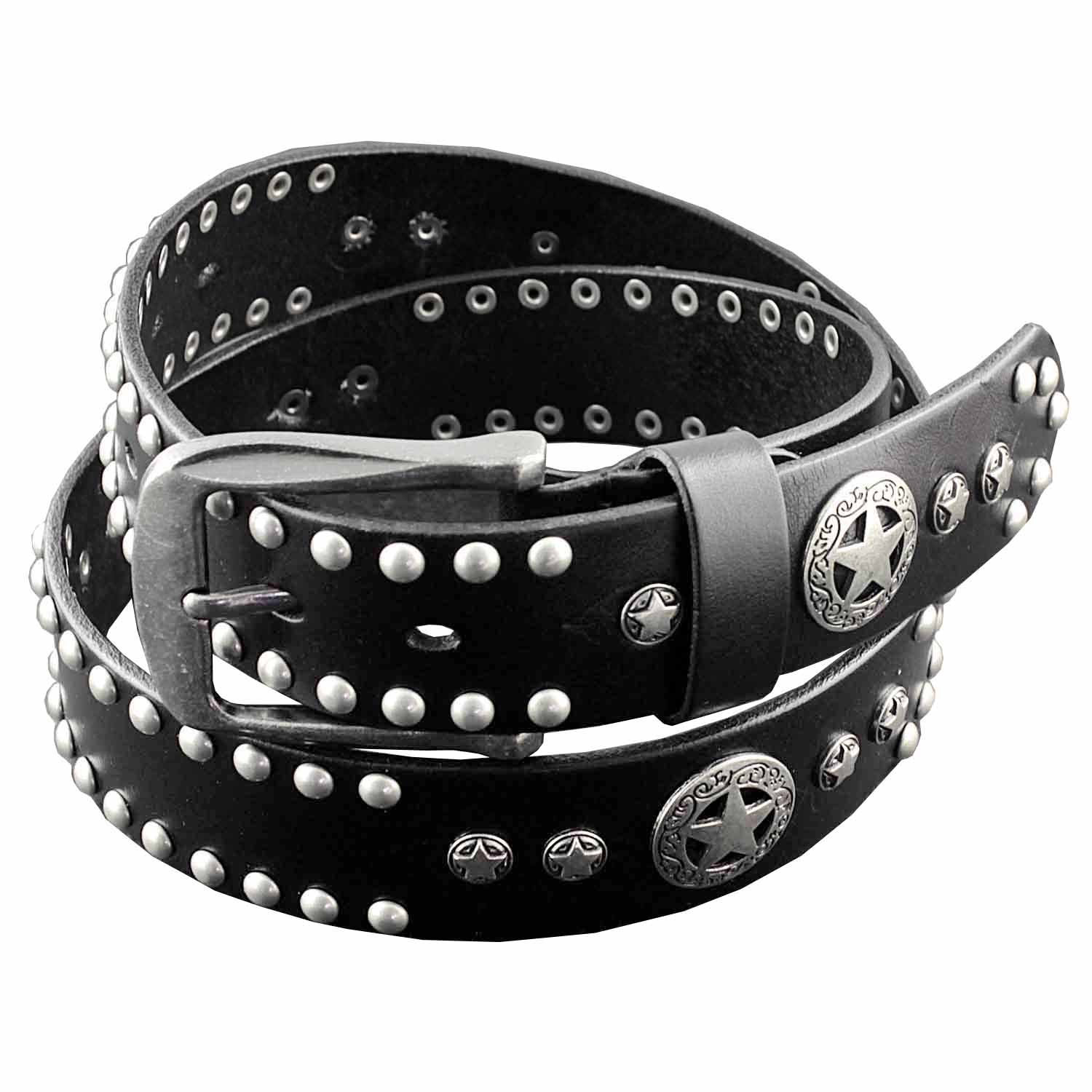 Men's Punk Rock Style Leather Belt with Buckle & Studs - Black Fashion Accessory for Casual, Gothic & Rock Outfits