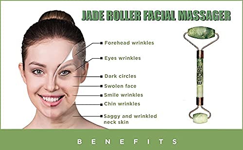 GoMore Jade Roller Face Massager for Women & Men - 100% Natural Jade Stone Facial Massager for Face, Eyes, Neck & Foot - Anti-Aging Skin Care Therapy | Perfect for Daily Relaxation, Stress Relief & Beauty Routine