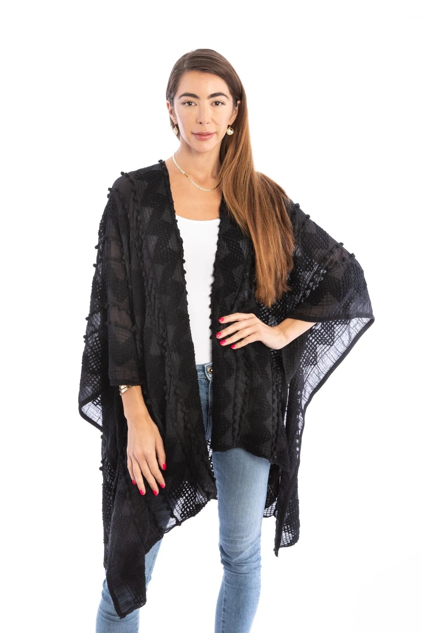 Bohemian Textured Kimono - Lightweight Floral Print Cover Up for Women | Perfect for Beach, Festival & Summer Outfits